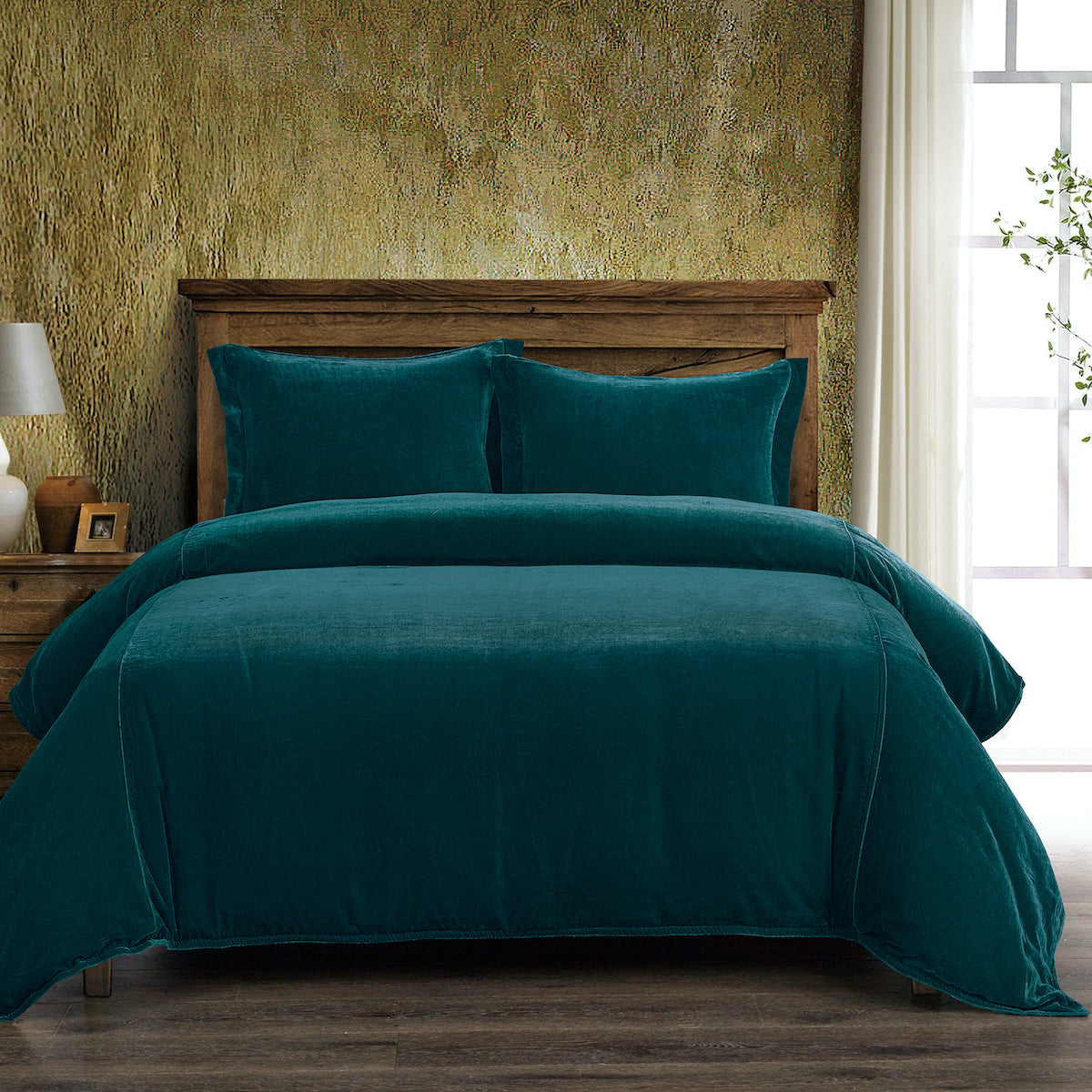 Stella Faux Silk Velvet Duvet Cover Set