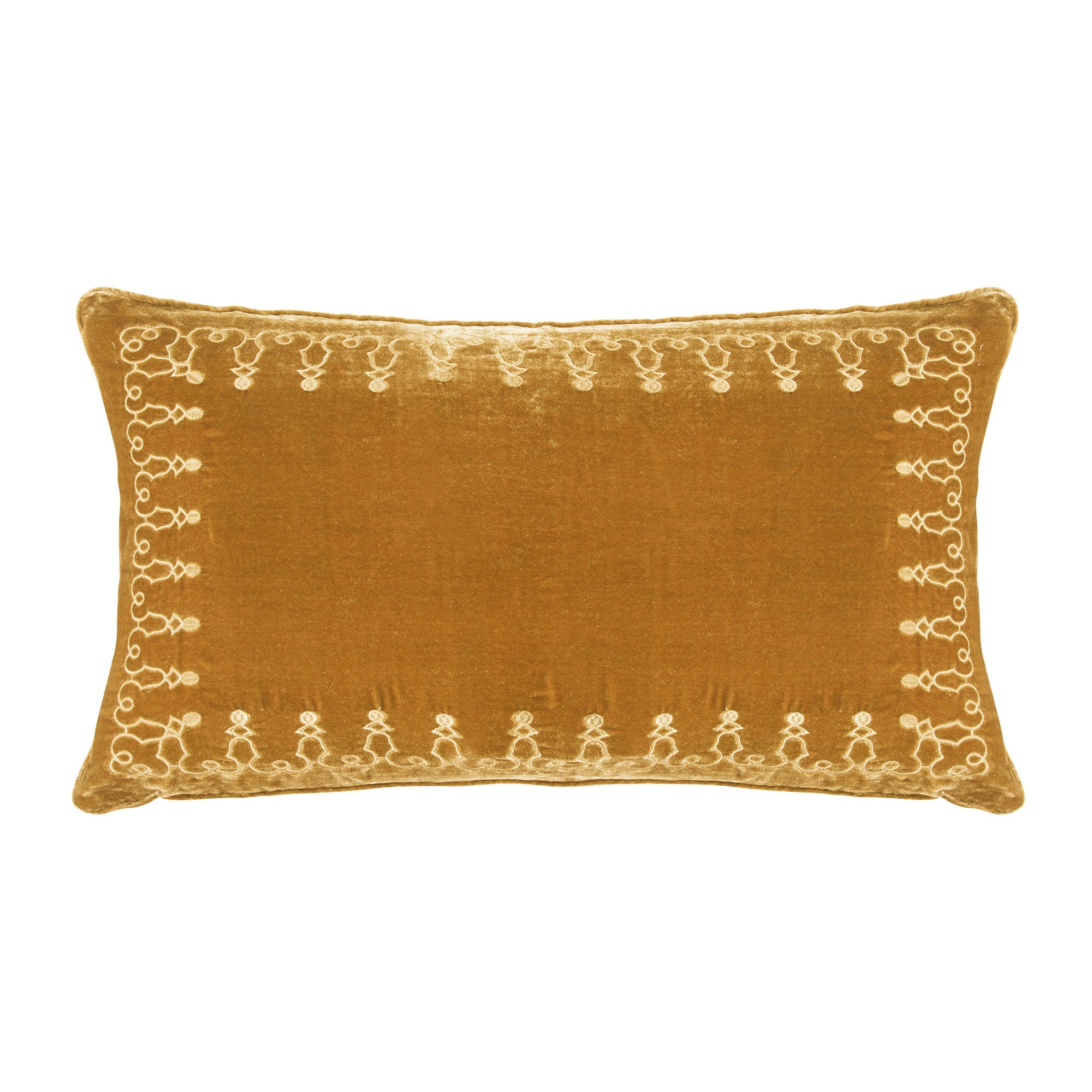 Stella Faux Silk Velvet Embroidered Lumbar Pillow