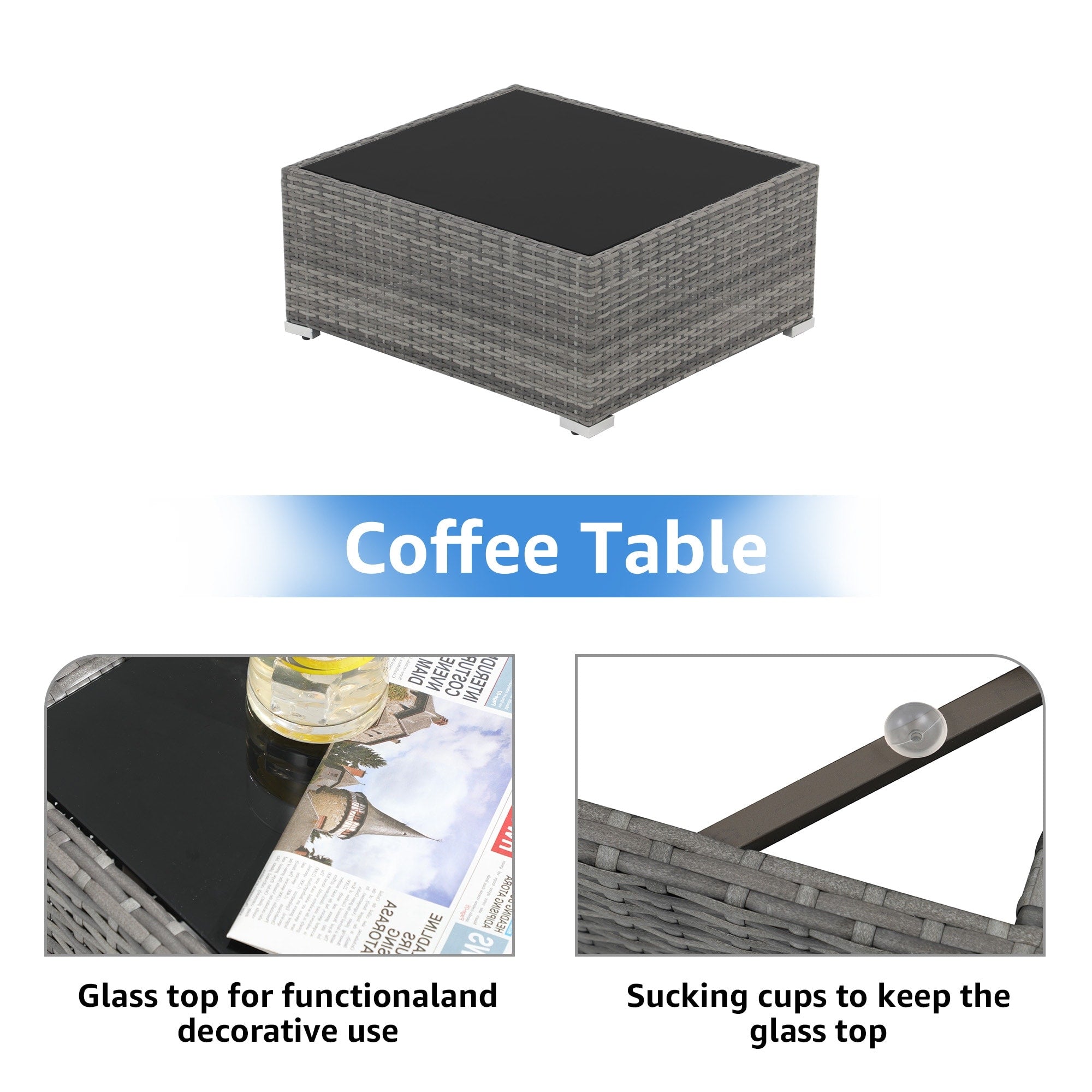 Wicker/ Steel 7-piece Outdoor Cushioned Sectional Sofa Set