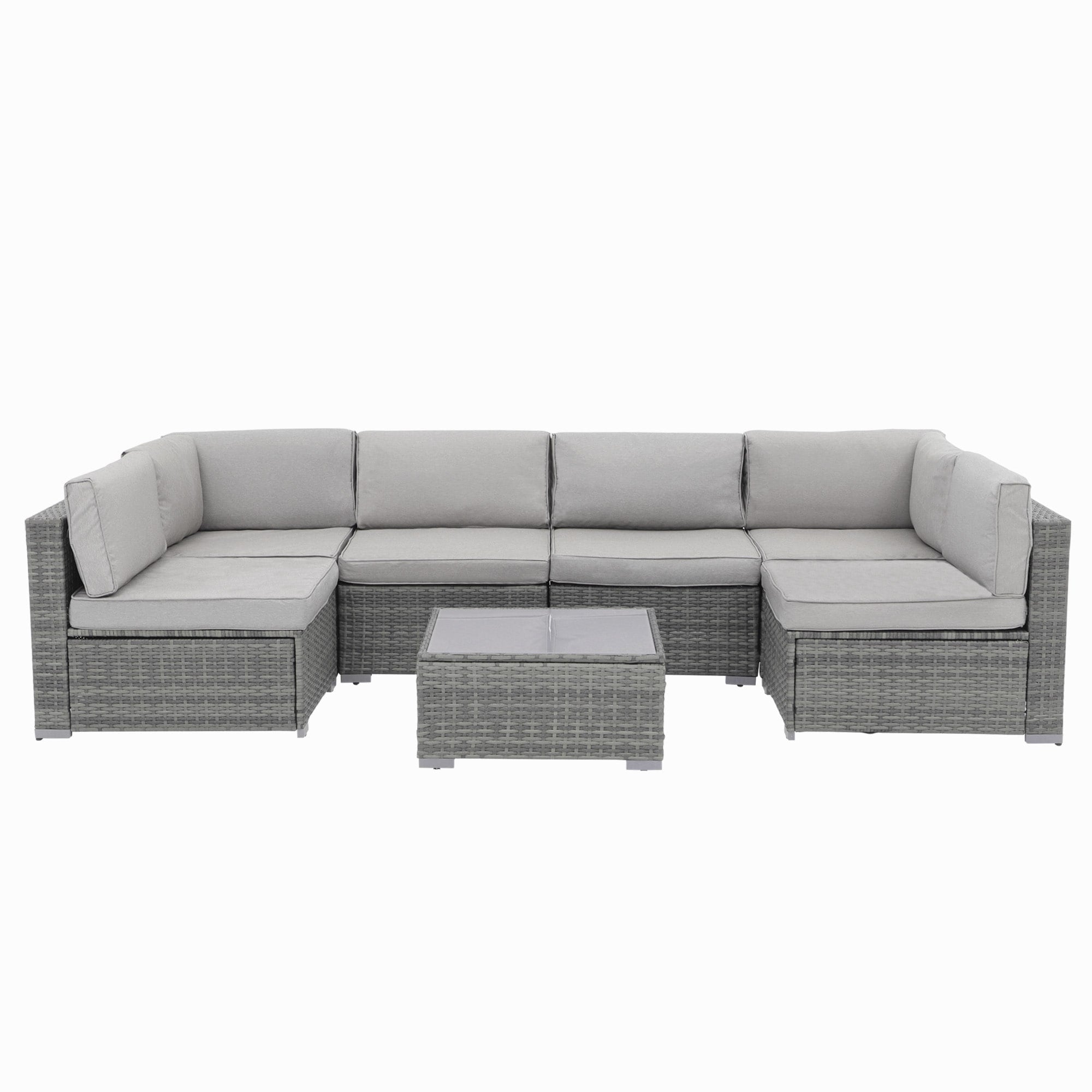 Wicker/ Steel 7-piece Outdoor Cushioned Sectional Sofa Set