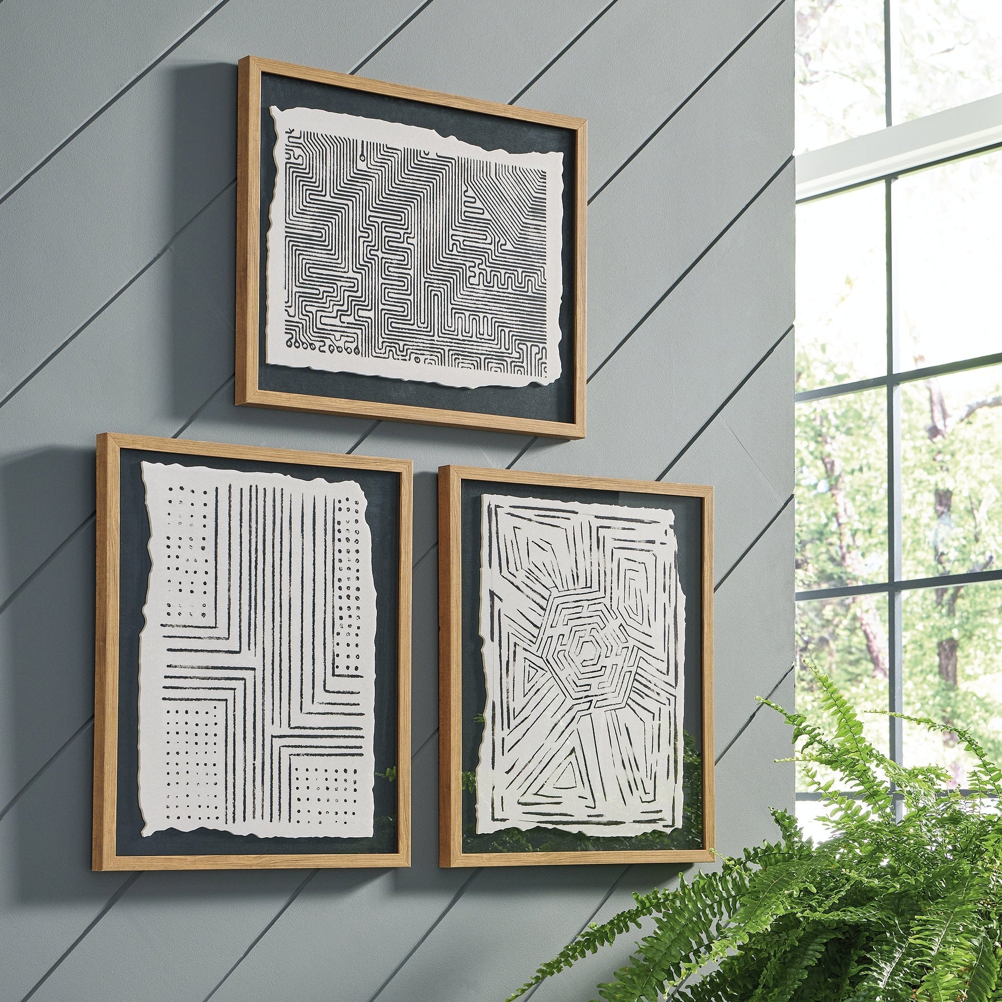 Wonderstow Black/Beige Wall Art, Set of 3