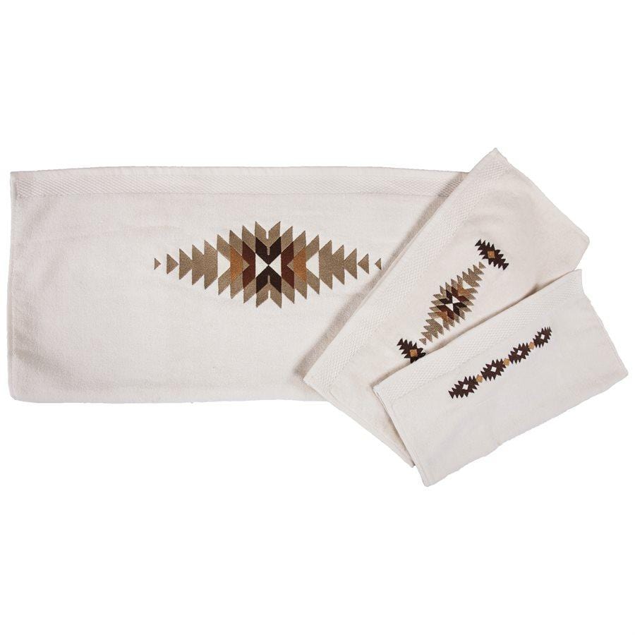 Yosemite Embroidered 3PC Bath Towel Set, Cream