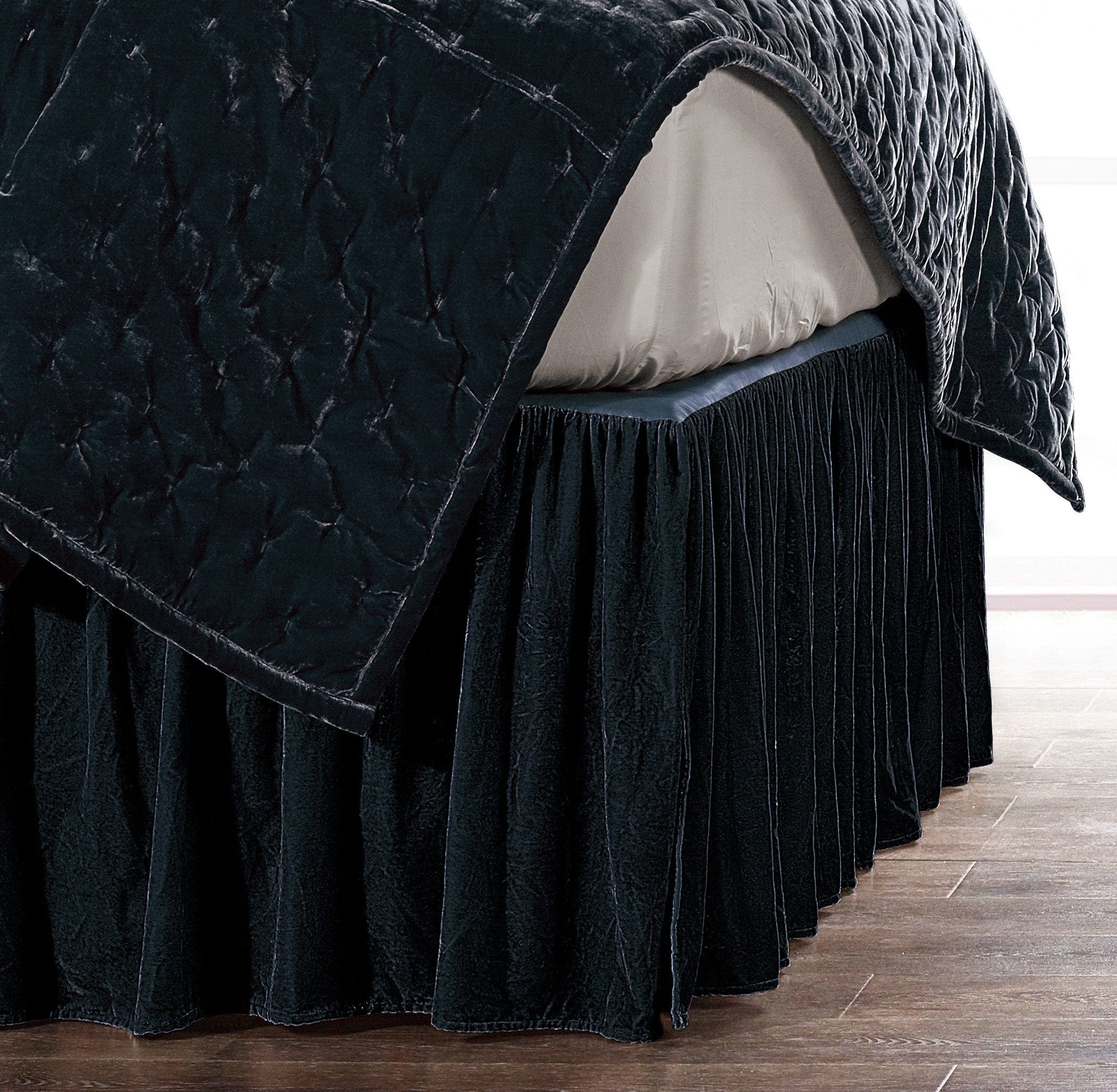 Stella Faux Silk Velvet Bed Skirt