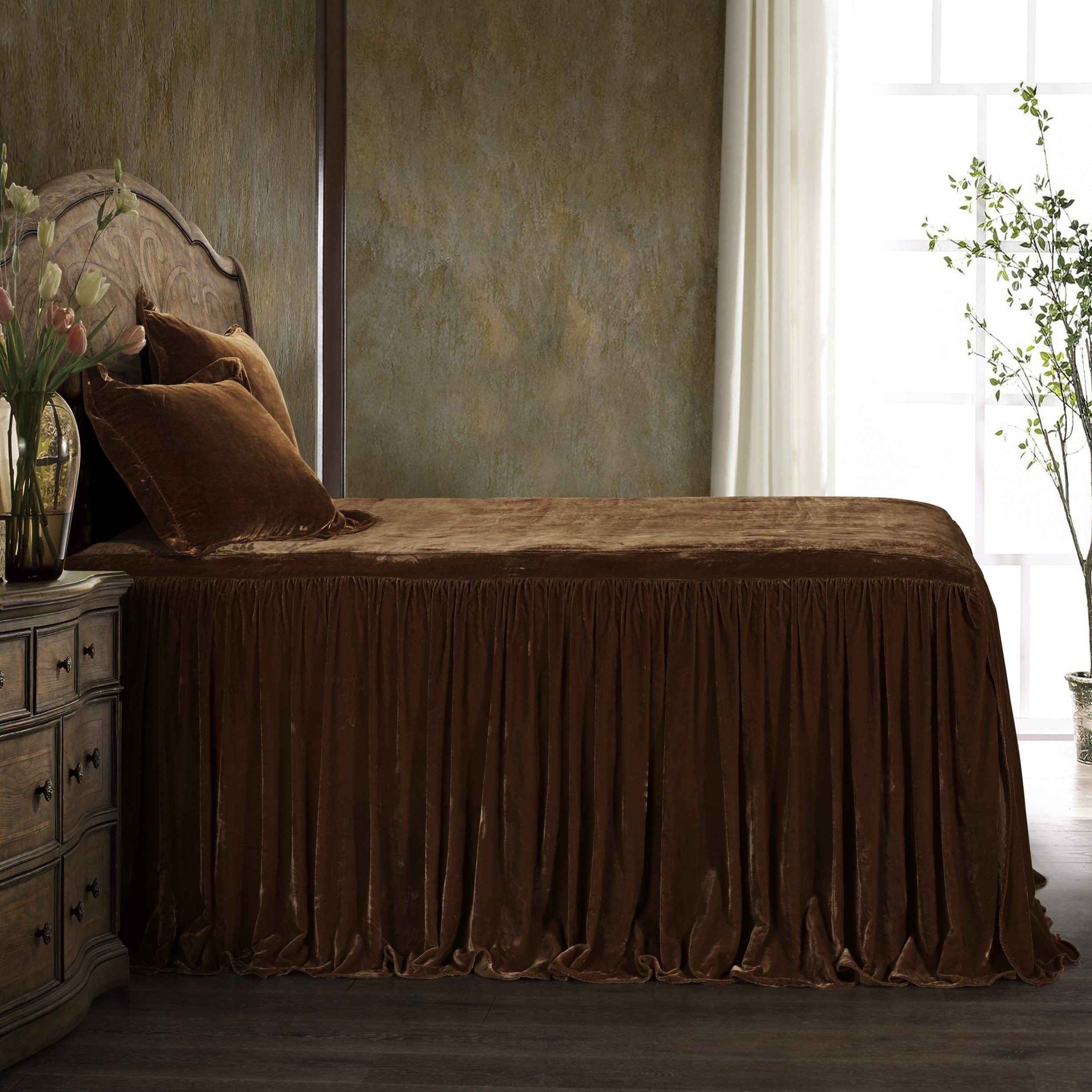 Stella Faux Silk Velvet Bedspread Set