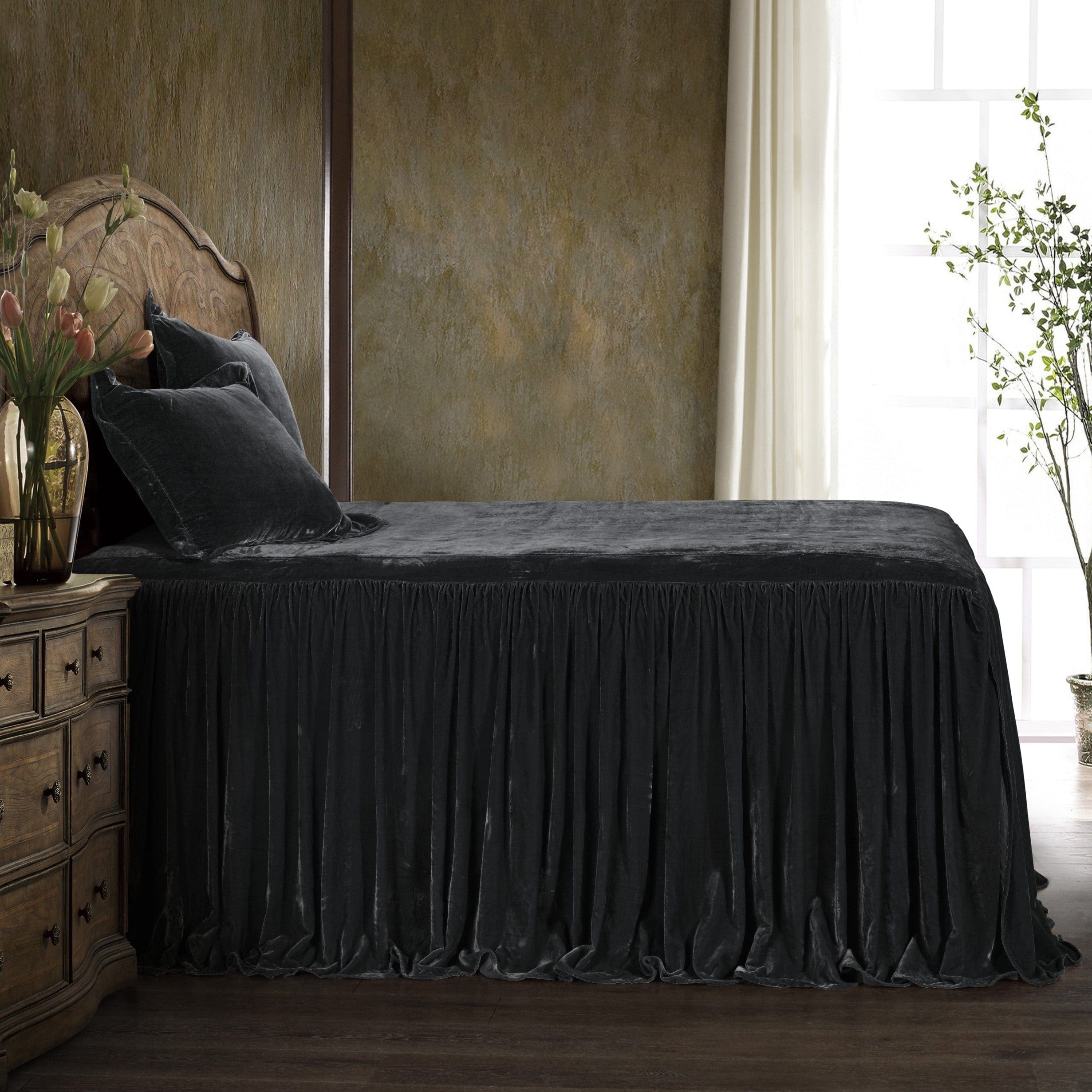 Stella Faux Silk Velvet Bedspread Set