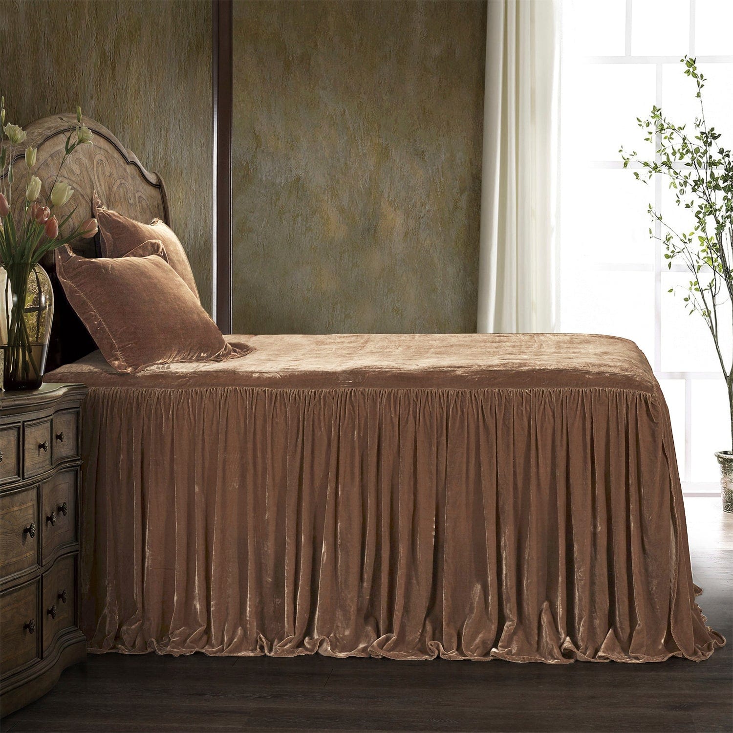 Stella Faux Silk Velvet Bedspread Set