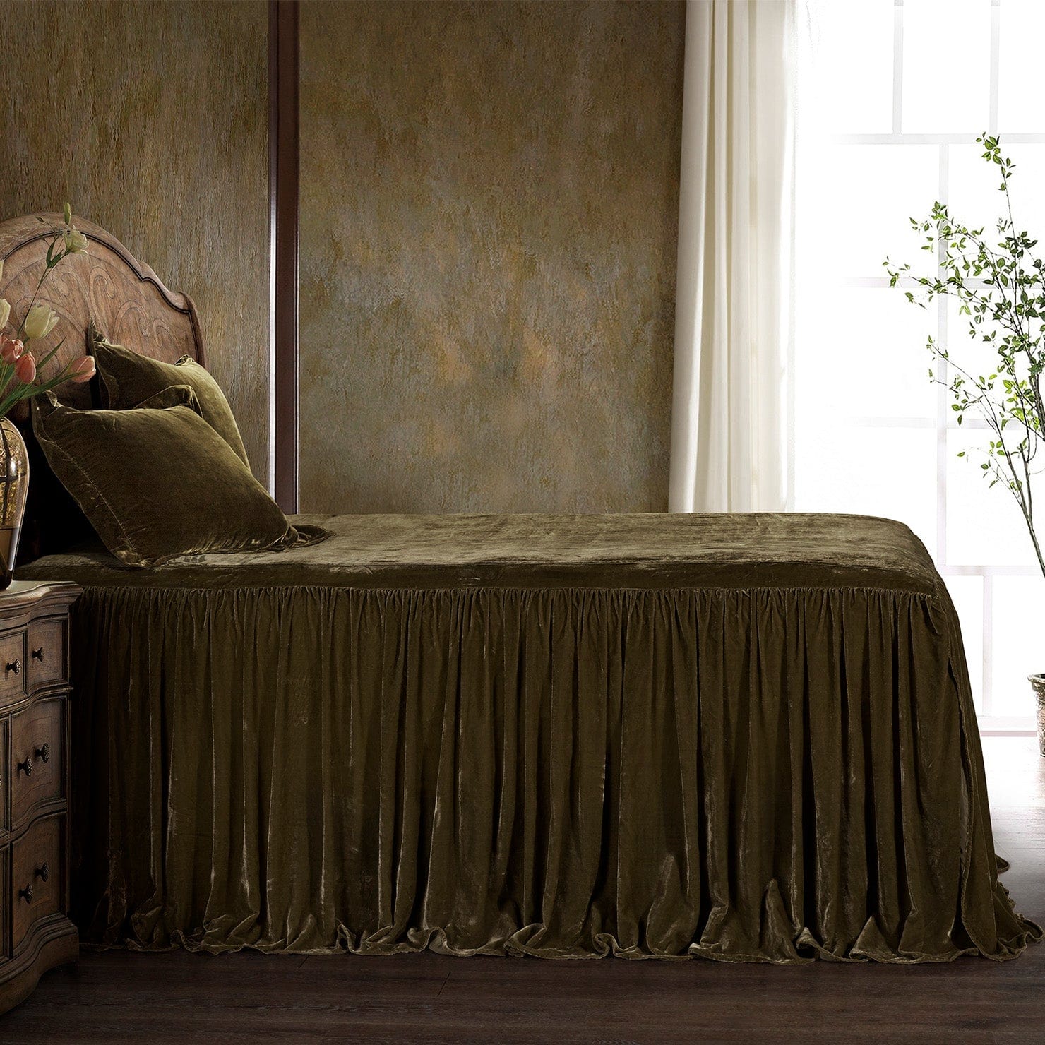 Stella Faux Silk Velvet Bedspread Set