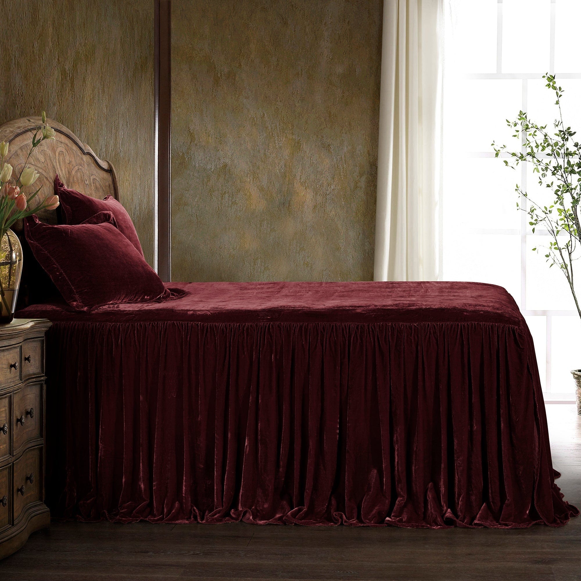 Stella Faux Silk Velvet Bedspread Set