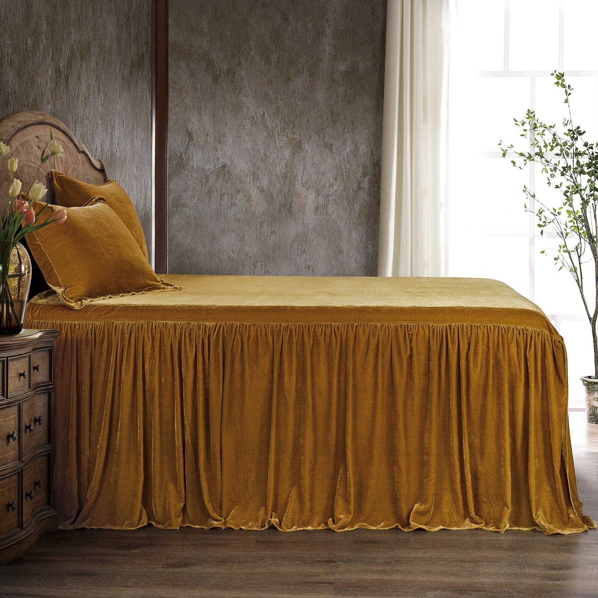 Stella Faux Silk Velvet Bedspread Set