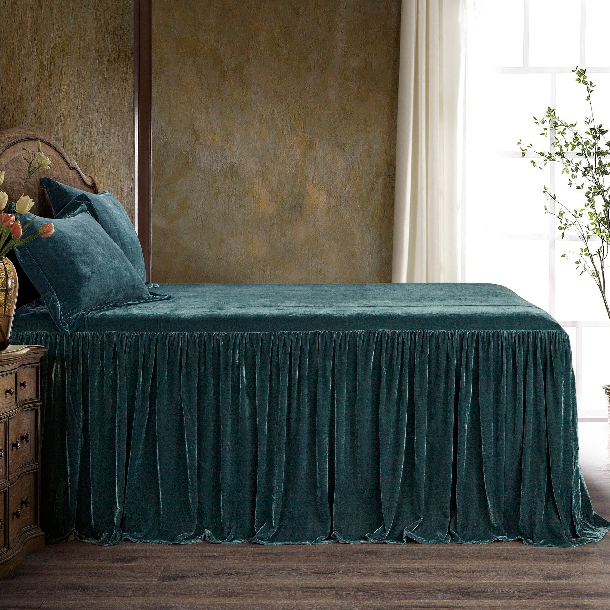 Stella Faux Silk Velvet Bedspread Set