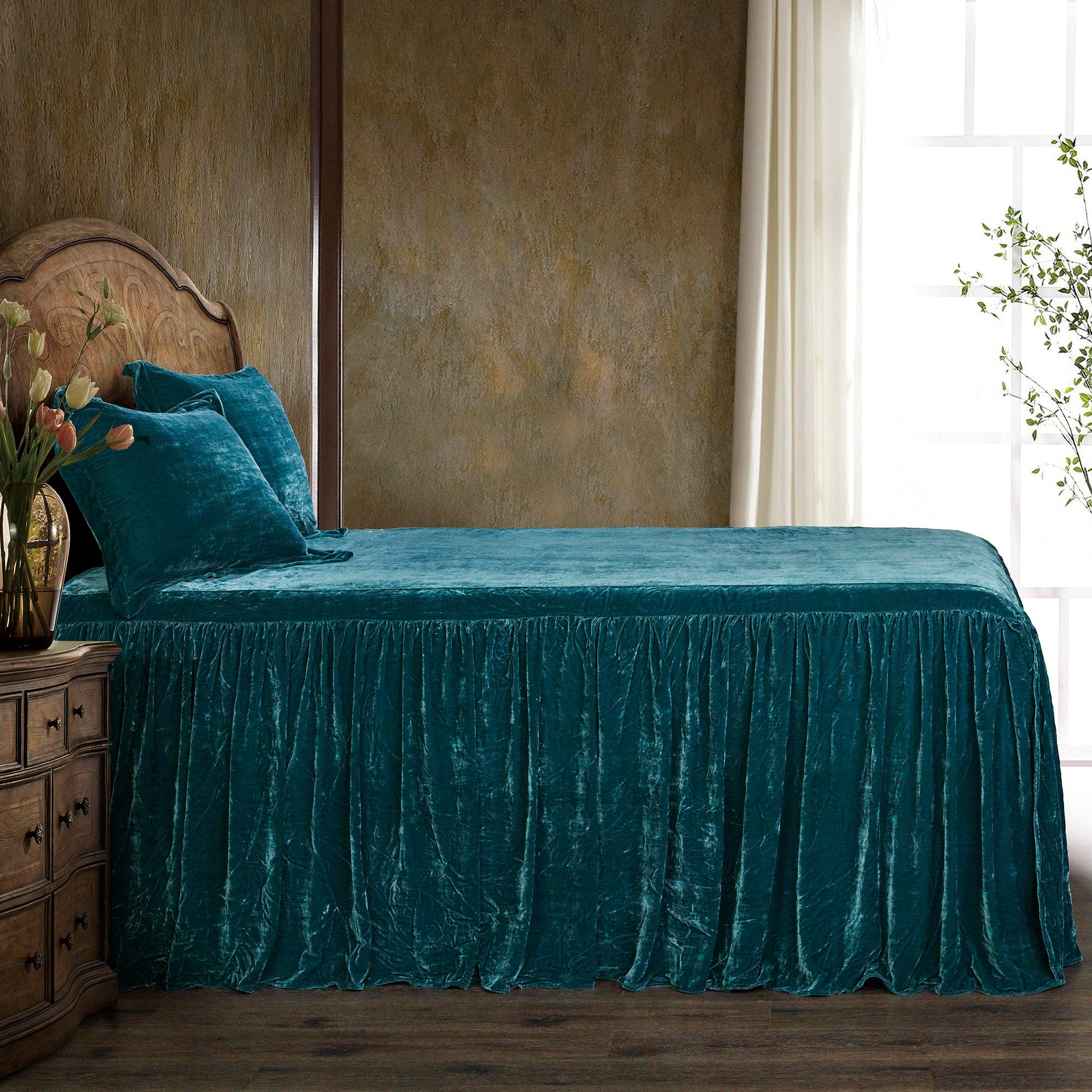 Stella Faux Silk Velvet Bedspread Set