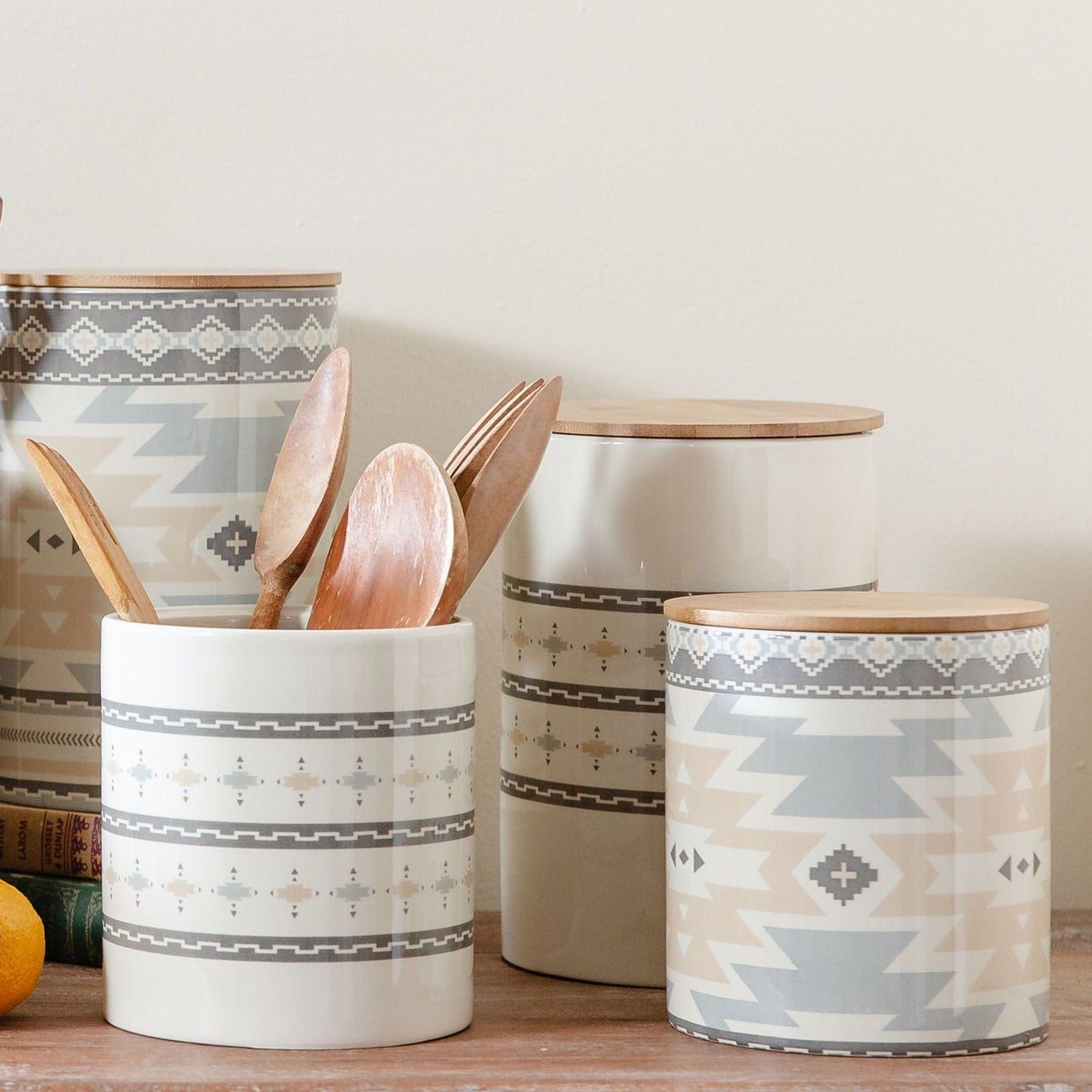 Small Aztec Design 2PC Canister Set
