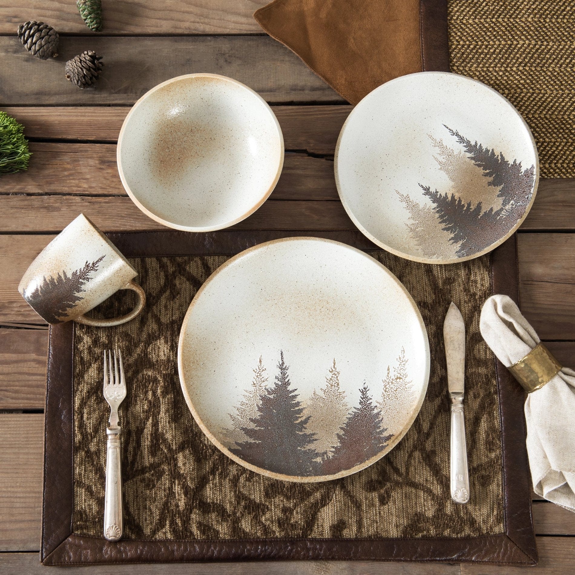 Clearwater Pines 16PC Ceramic Dinnerware Set