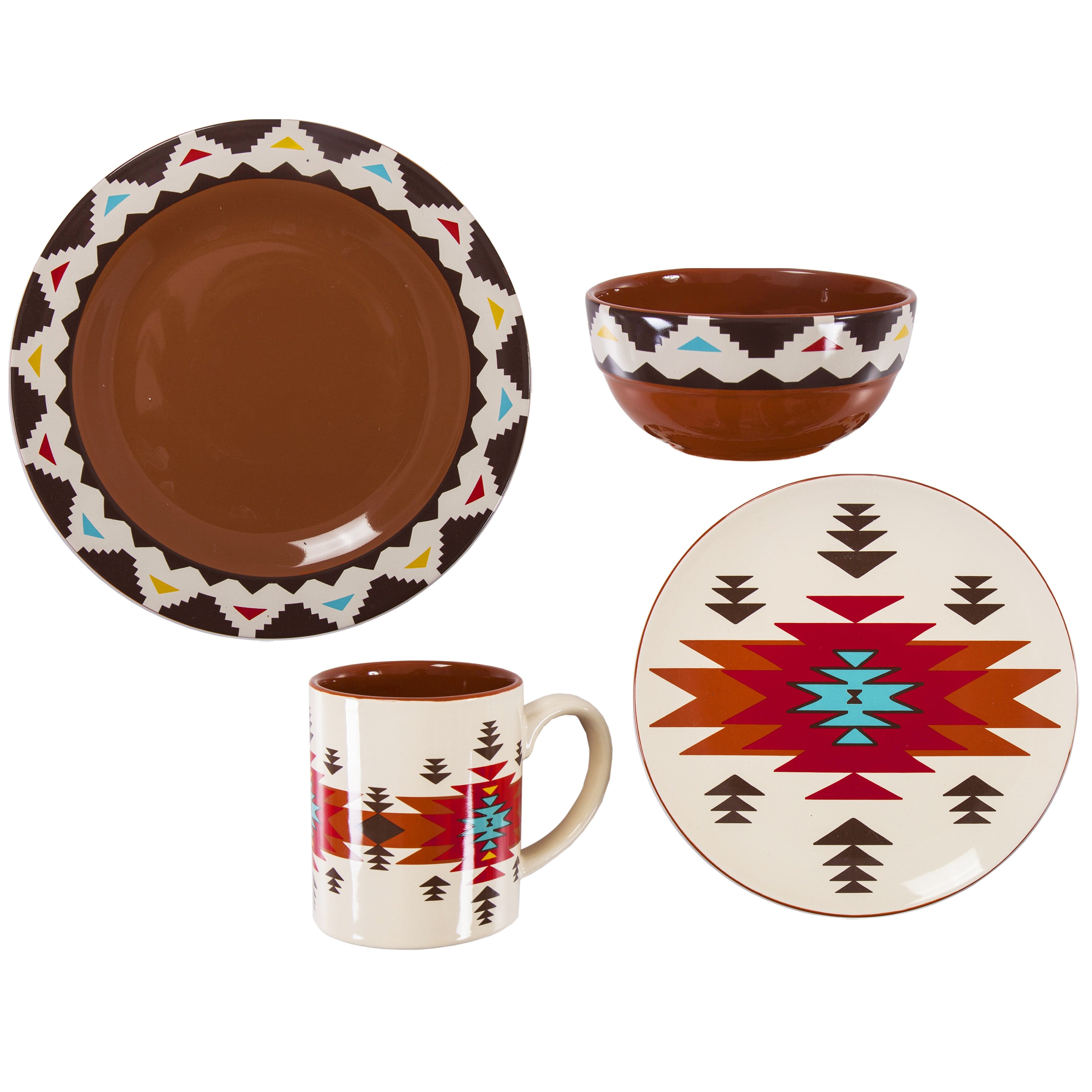 Del Sol Aztec 16PC Ceramic Dinnerware Set