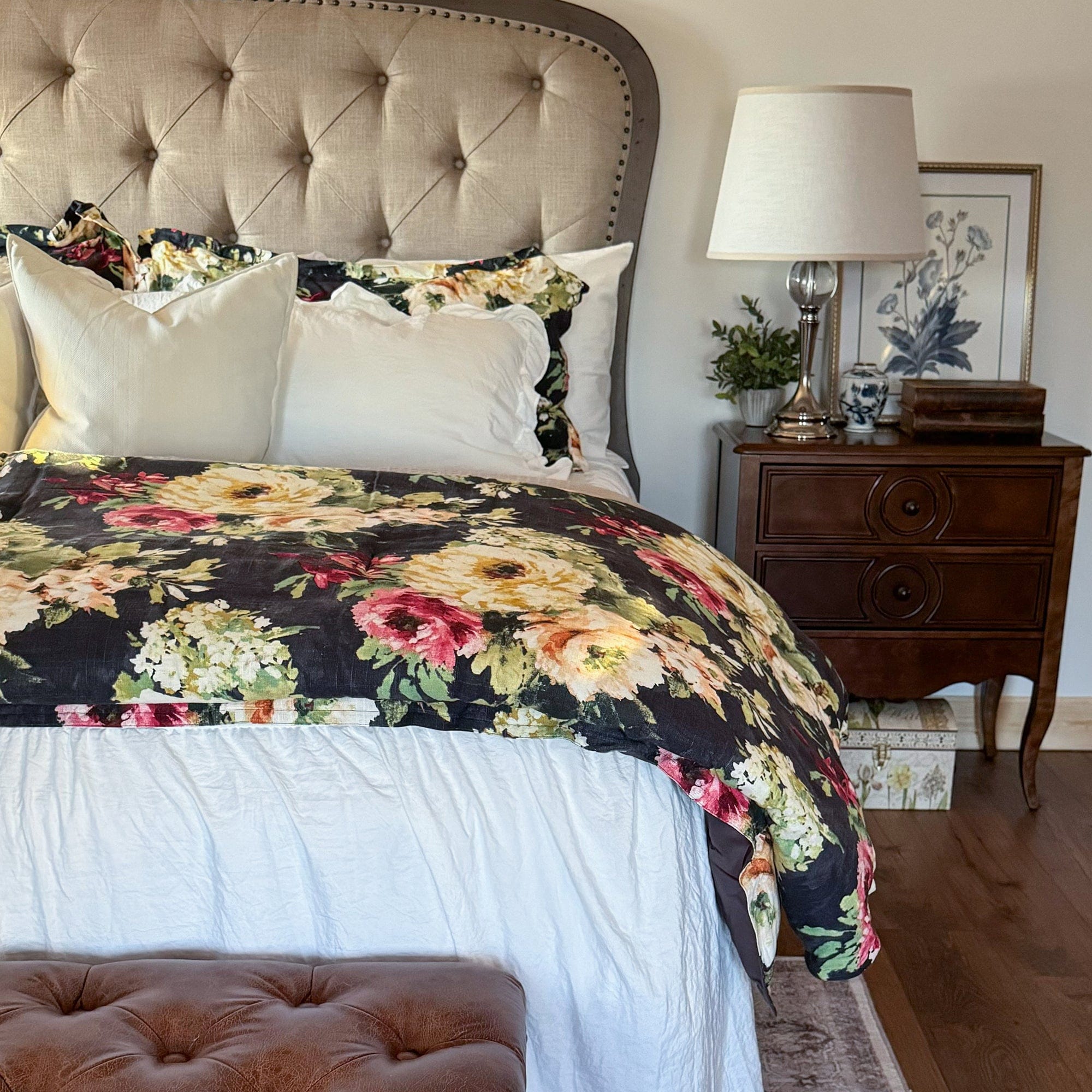 Peony Washed Linen Bedding Set