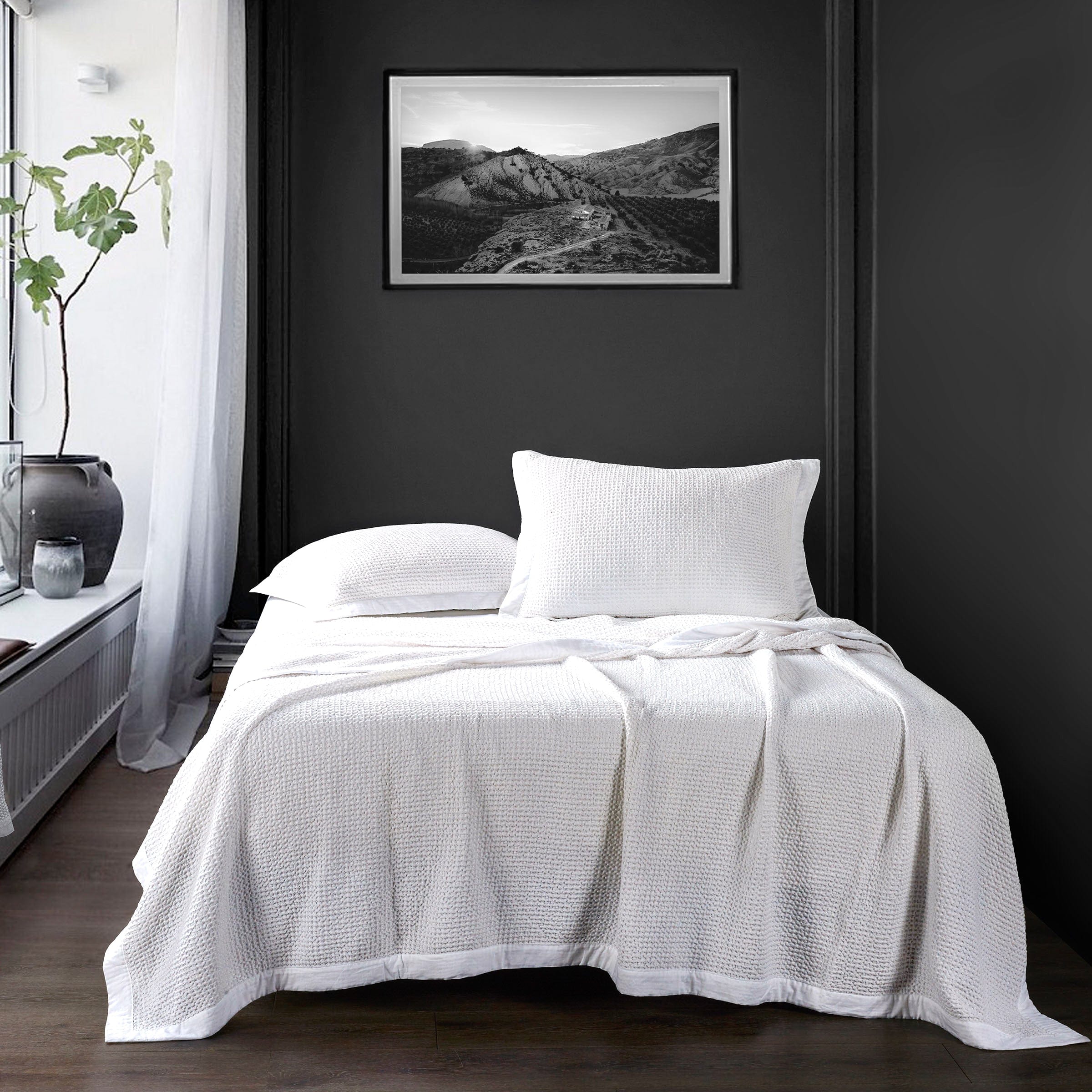 Stonewashed Cotton Waffle Weave Coverlet