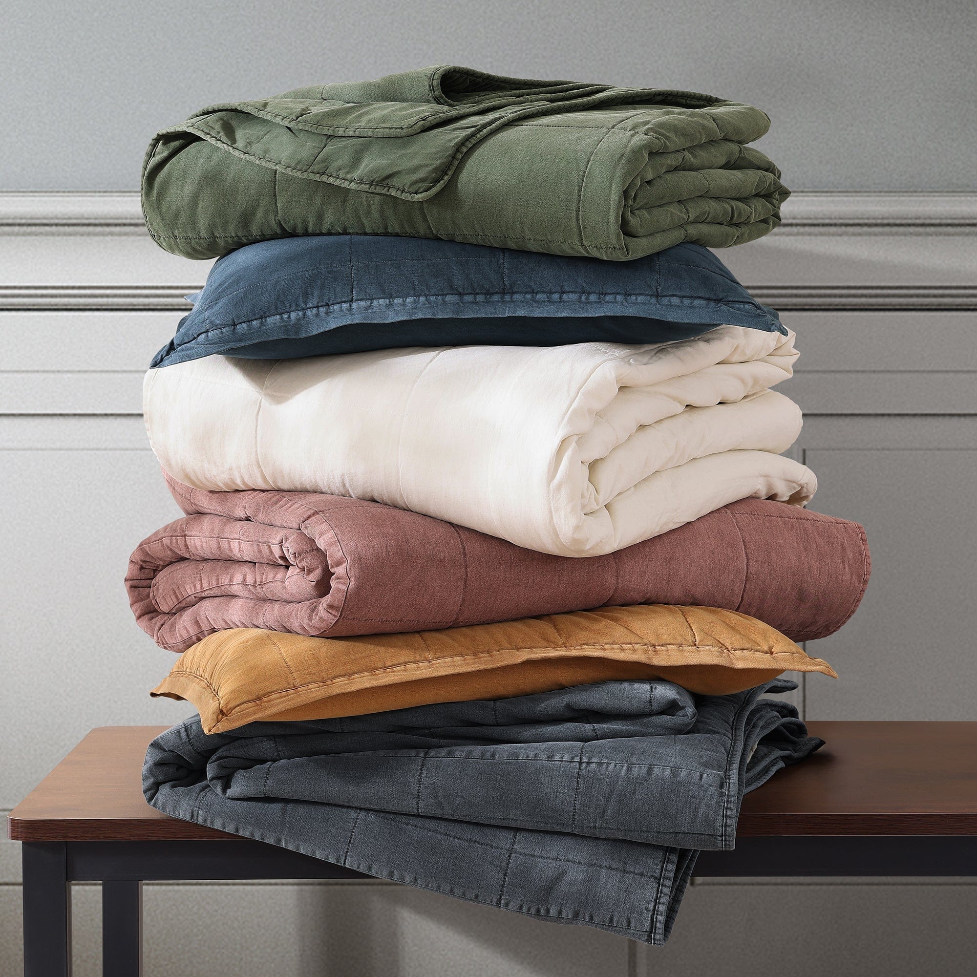 Stonewashed Cotton Canvas Coverlet
