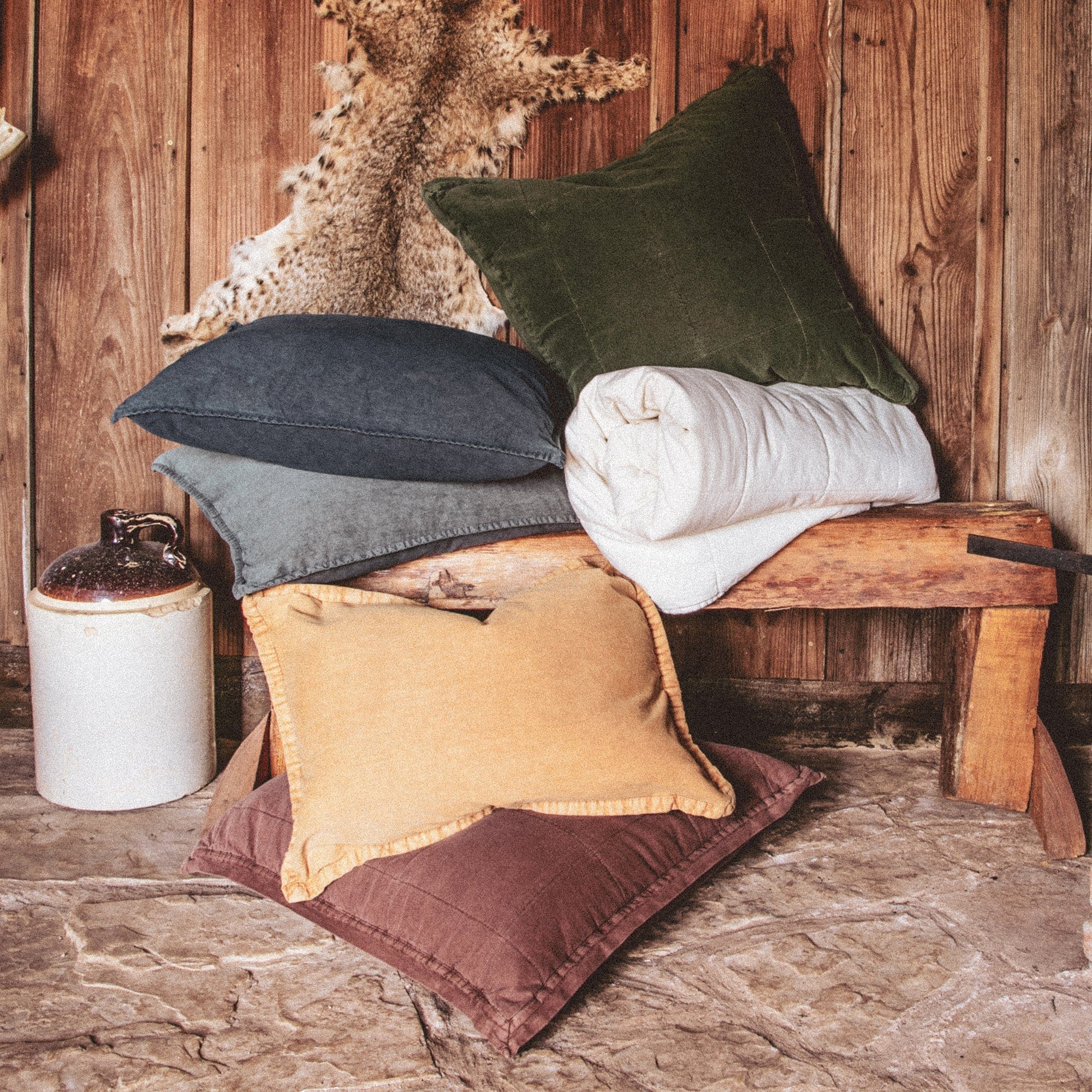 Stonewashed Cotton Canvas Coverlet