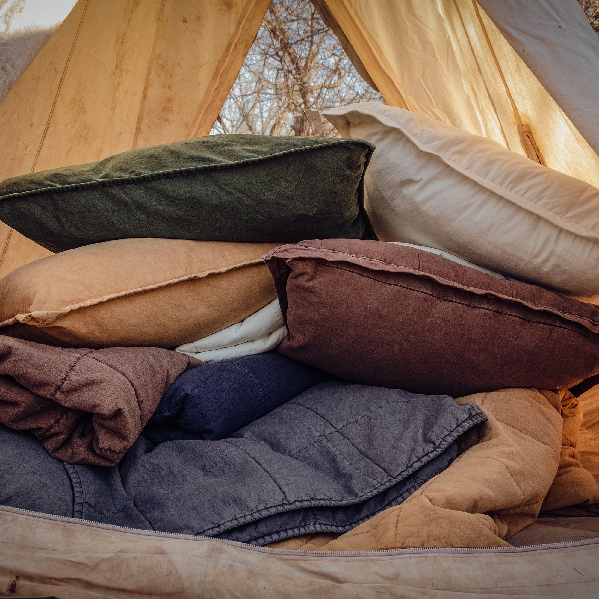Stonewashed Cotton Canvas Coverlet