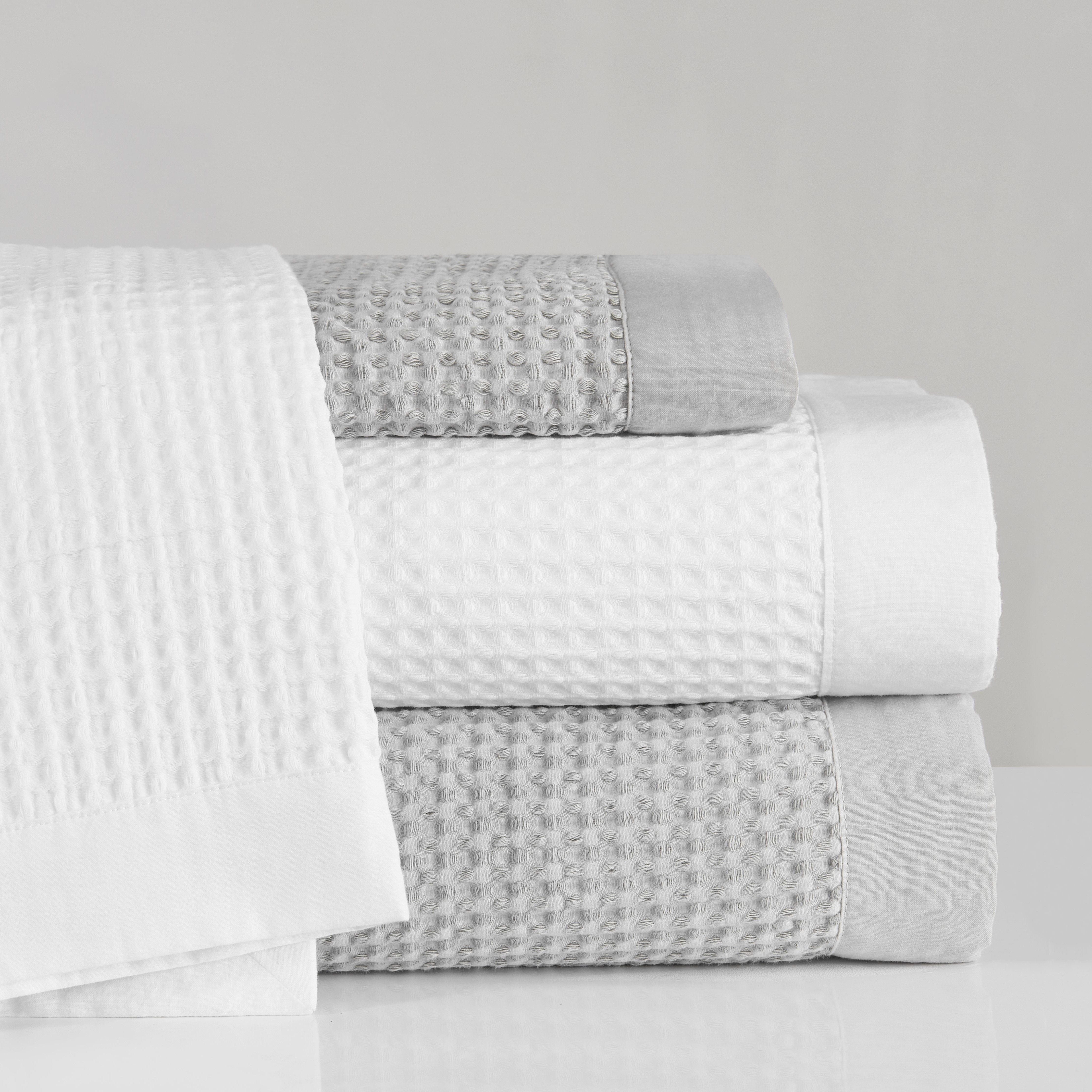 Stonewashed Cotton Waffle Weave Coverlet