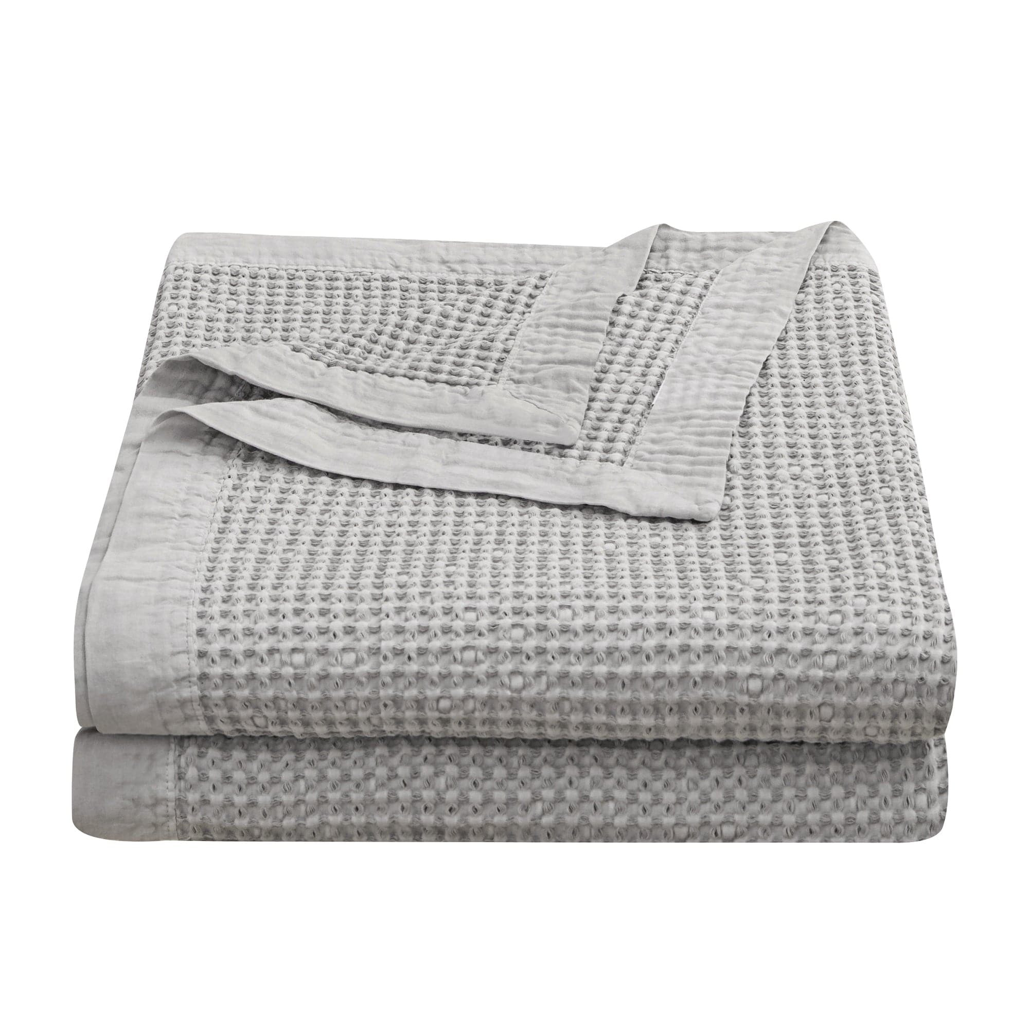 Stonewashed Cotton Waffle Weave Coverlet
