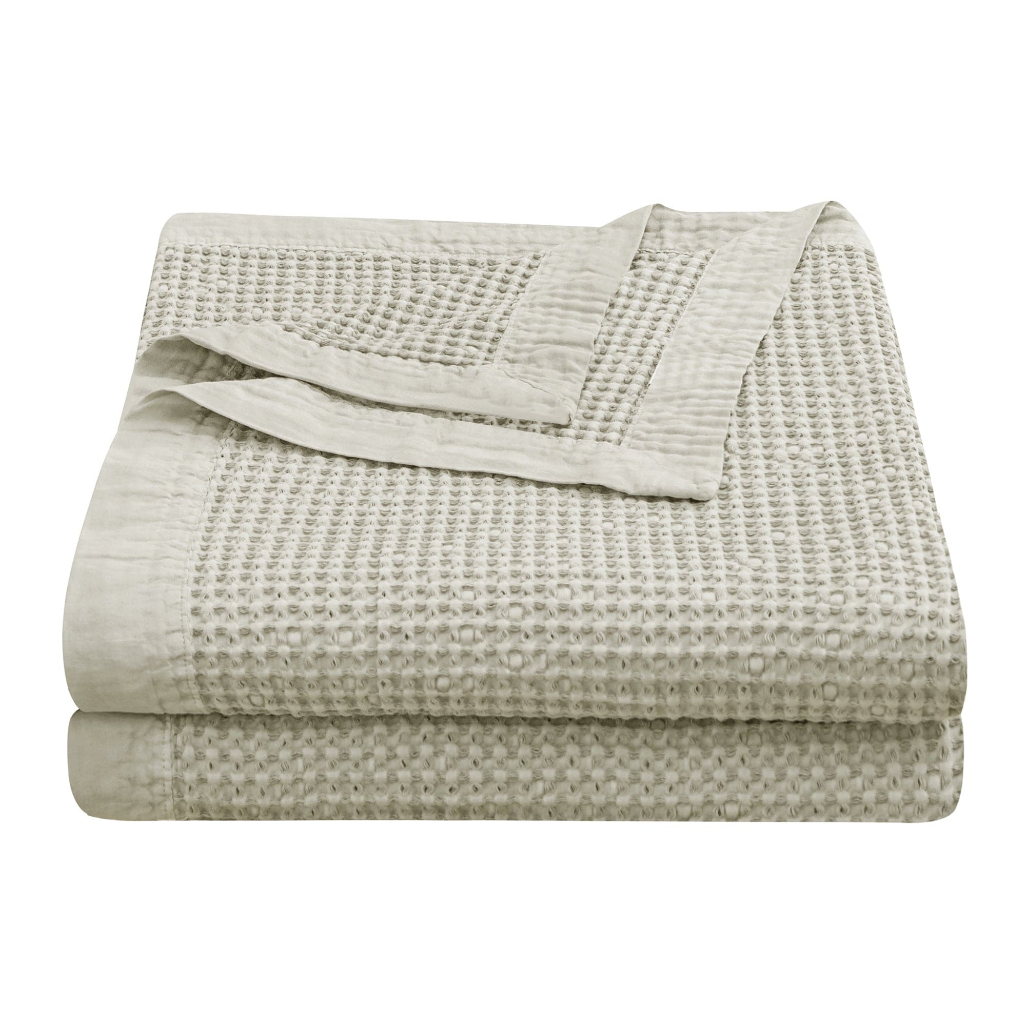 Stonewashed Cotton Waffle Weave Coverlet
