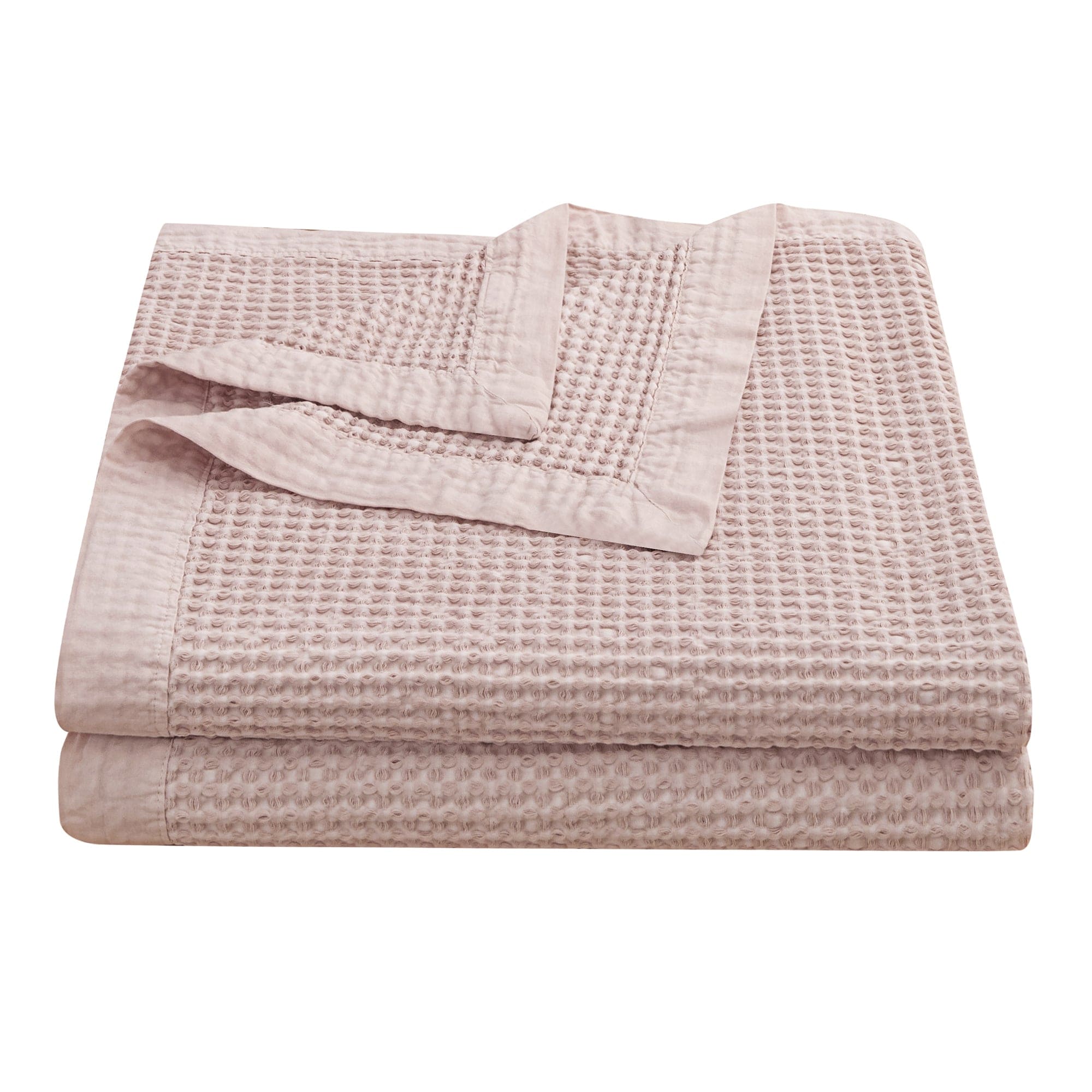 Stonewashed Cotton Waffle Weave Coverlet