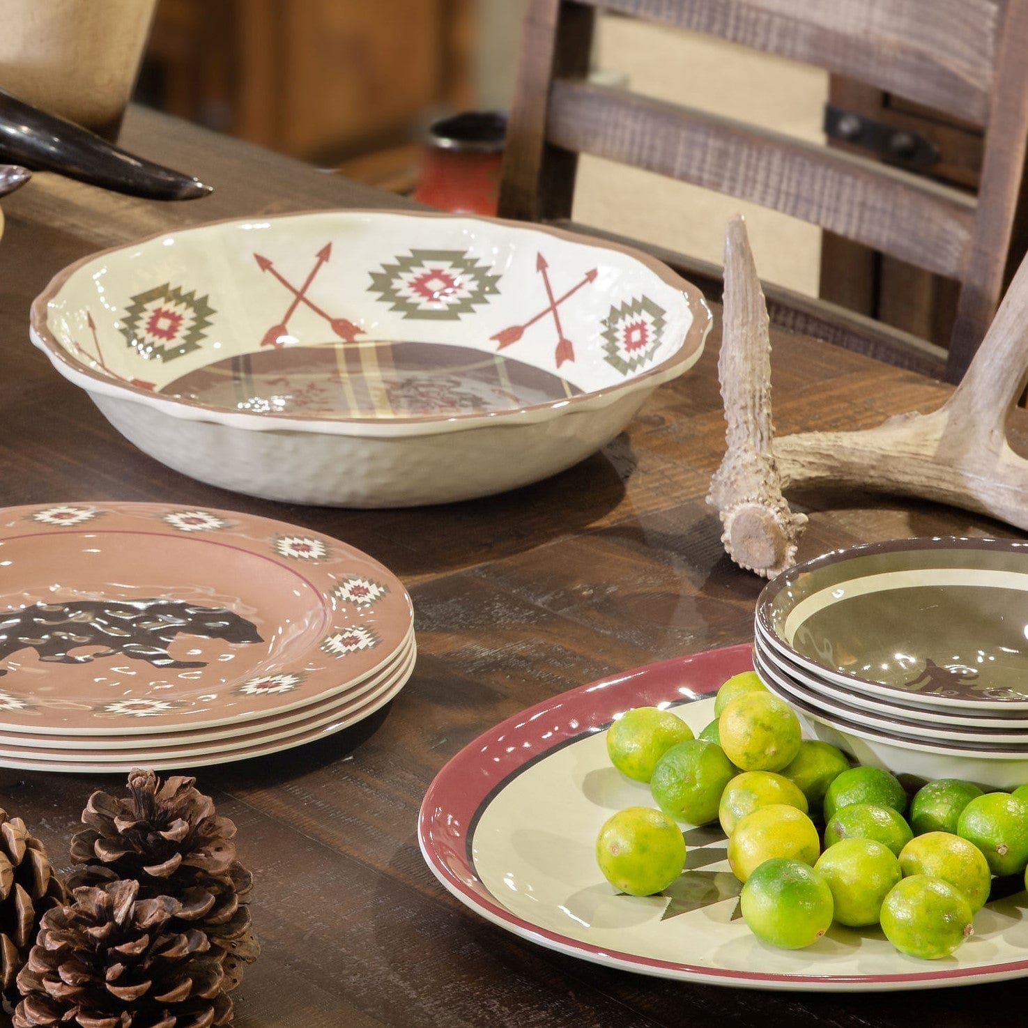 Aztec Bear Melamine Dinner Plates, Set of 4