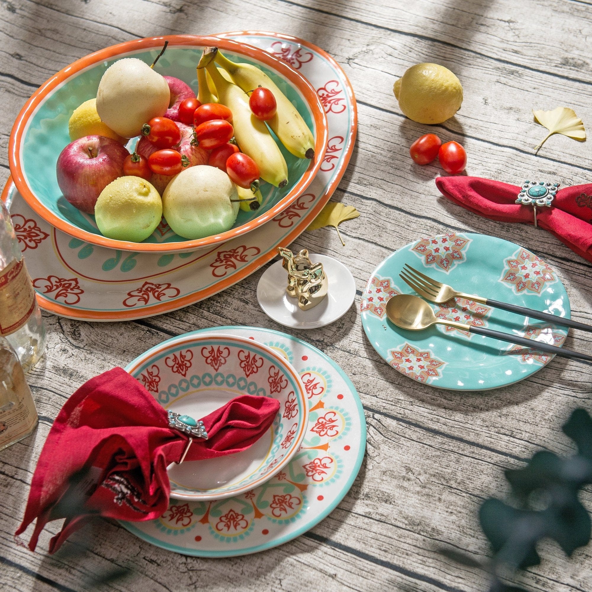 Western Motif Melamine Dinner Plates, Set of 4