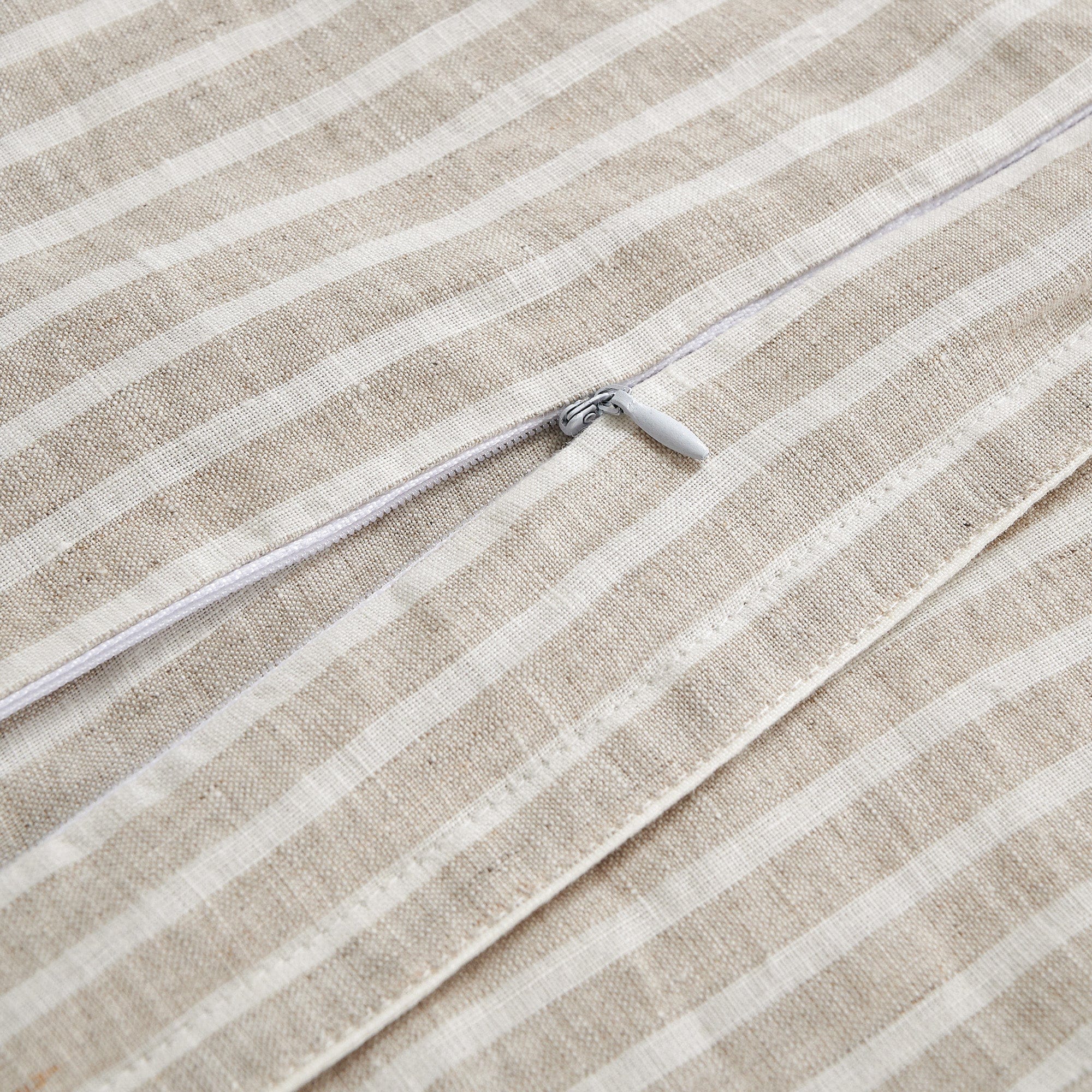 100% French Flax Linen Railroad Stripe Duvet Cover Set