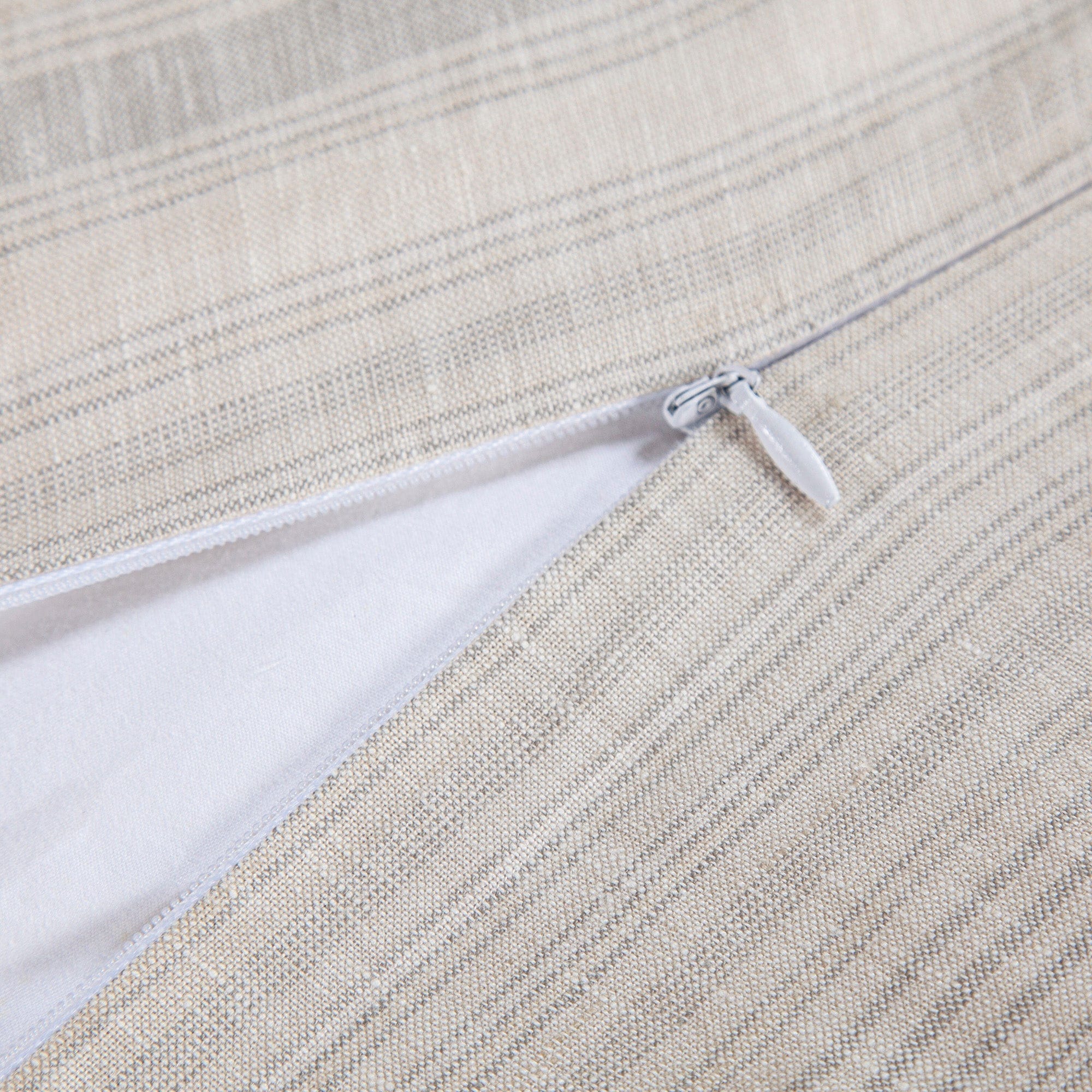 100% French Flax Linen Variegated Stripe Duvet Cover Set, Natural