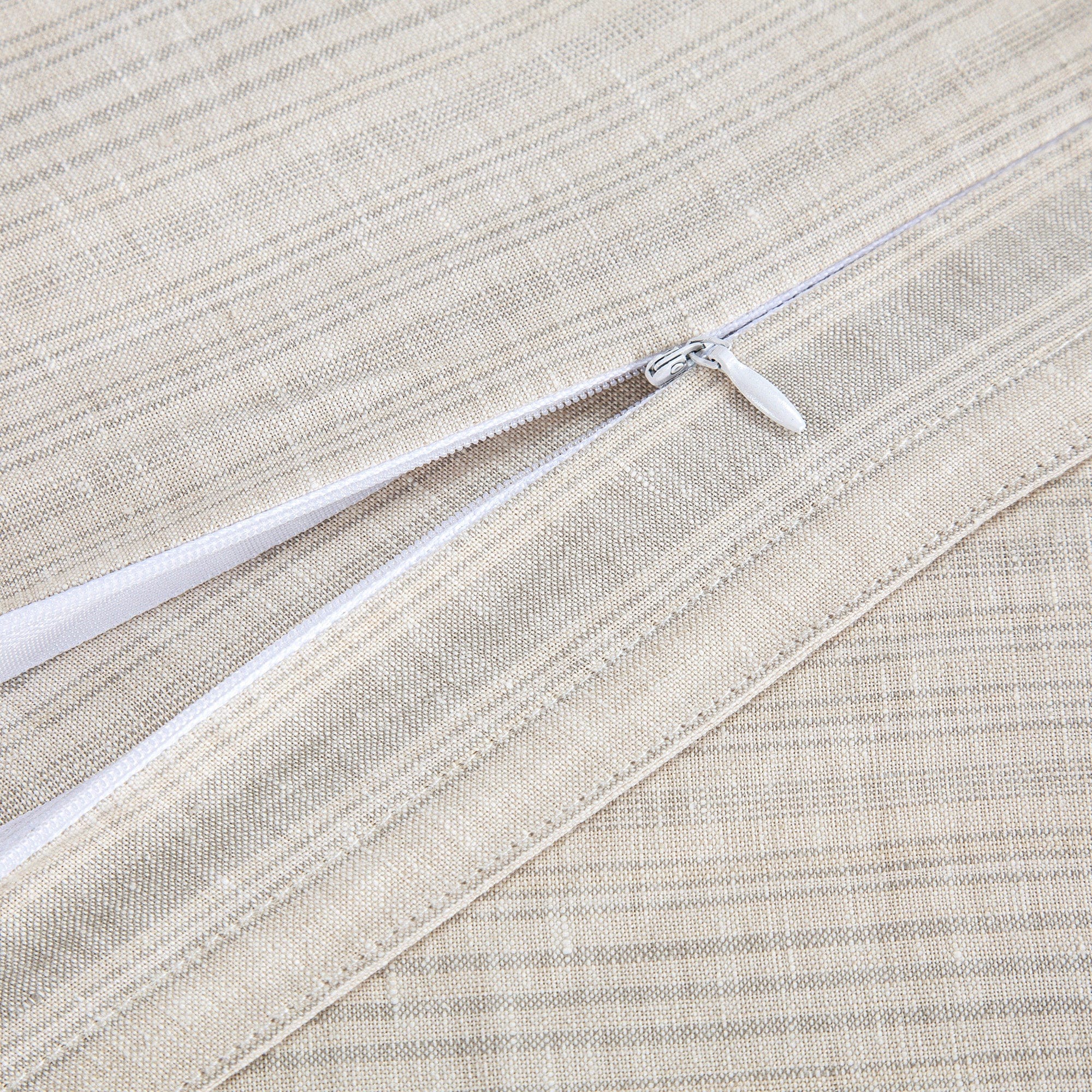 100% French Flax Linen Variegated Stripe Duvet Cover Set, Natural