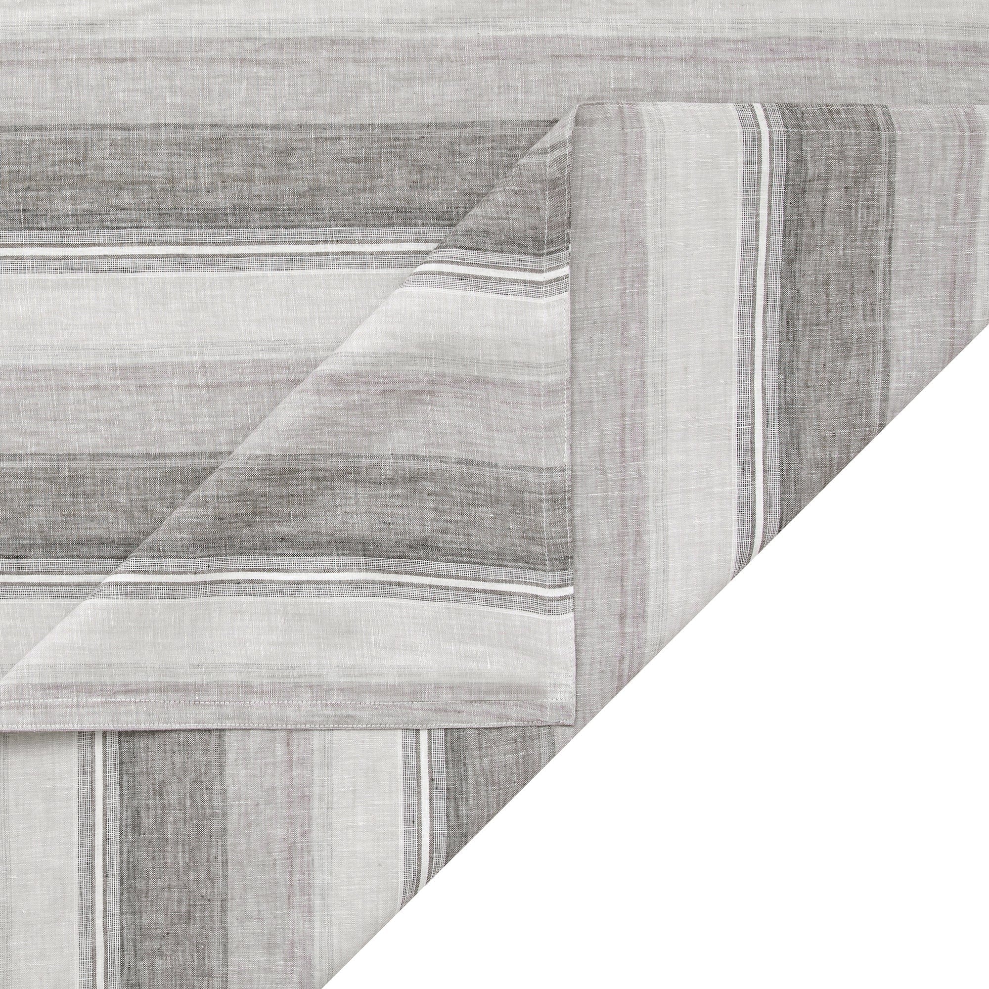 100% French Flax Linen Variegated Stripe Duvet Cover Set, Charcoal