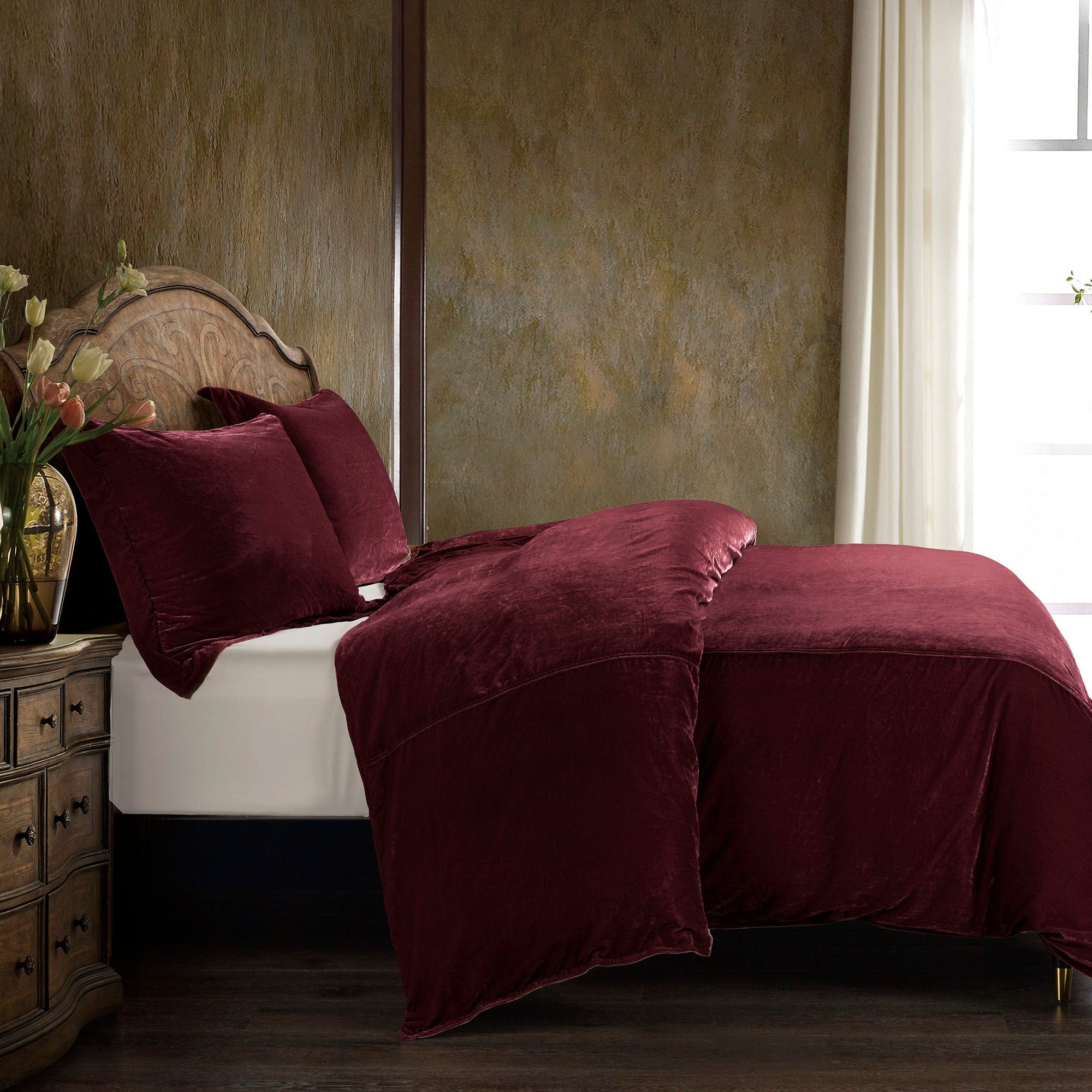 Stella Faux Silk Velvet Duvet Cover Set