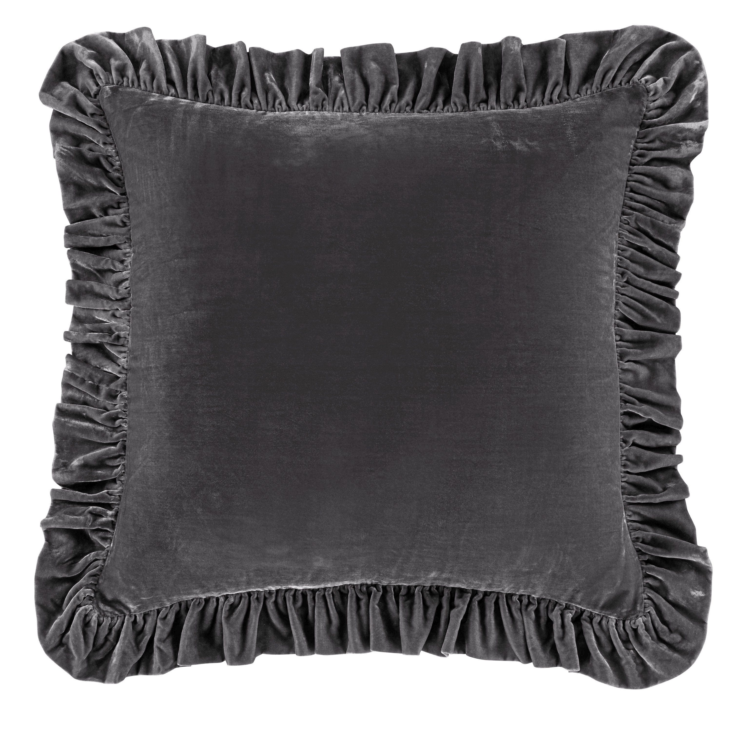 Stella Faux Silk Velvet Ruffled Euro Sham