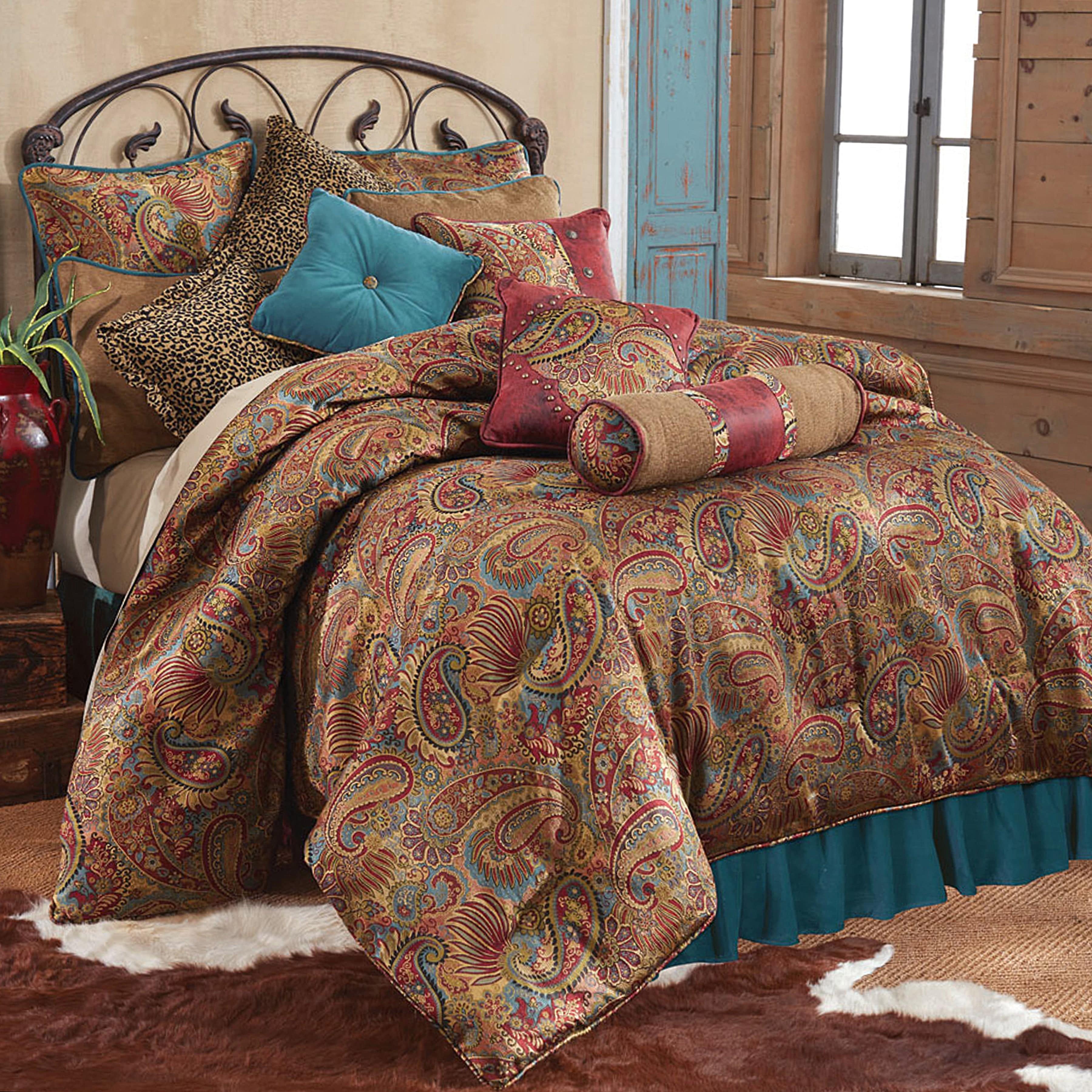 San Angelo Comforter Set, Teal & Leopard