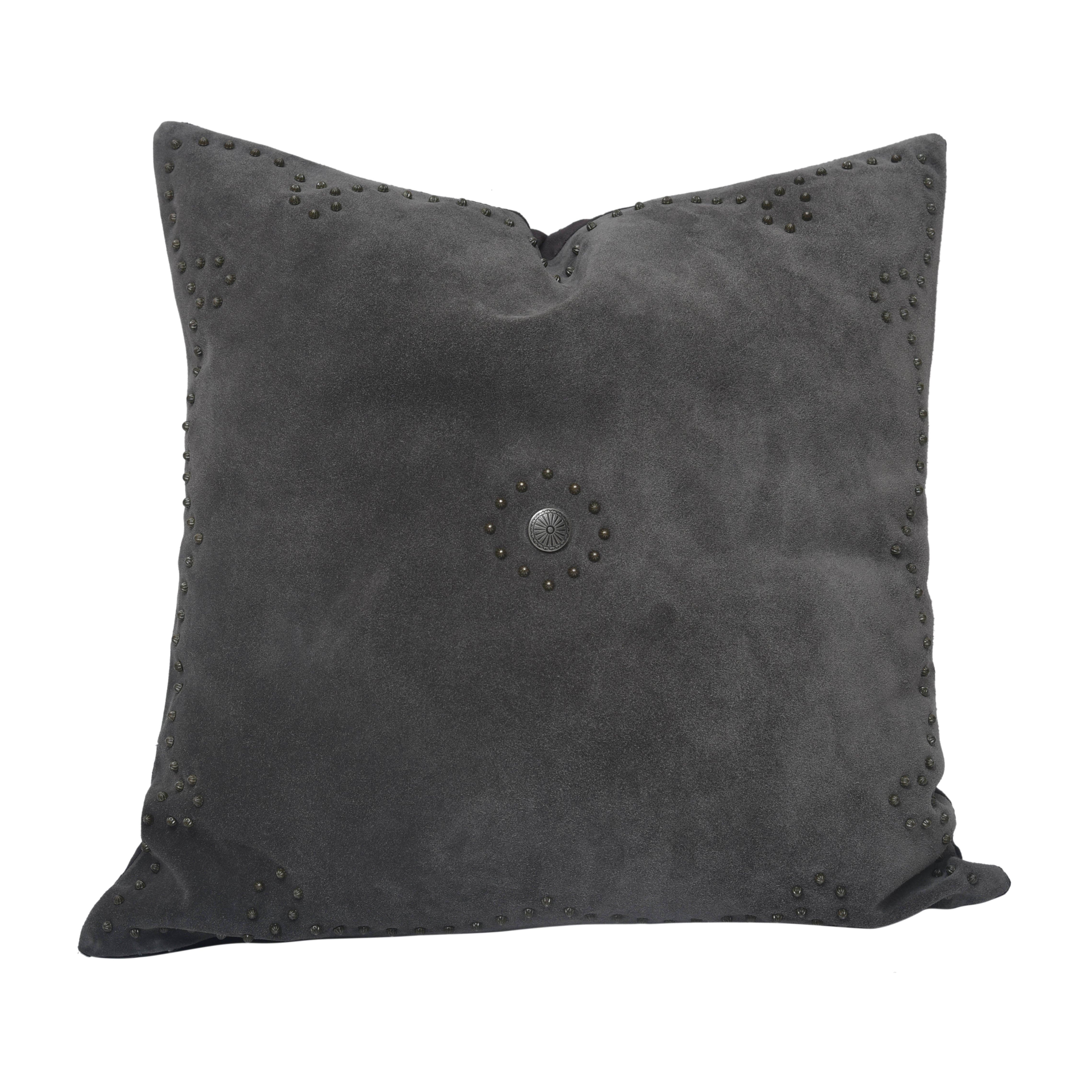 Western Suede Antique Silver Concho & Studded Pillow