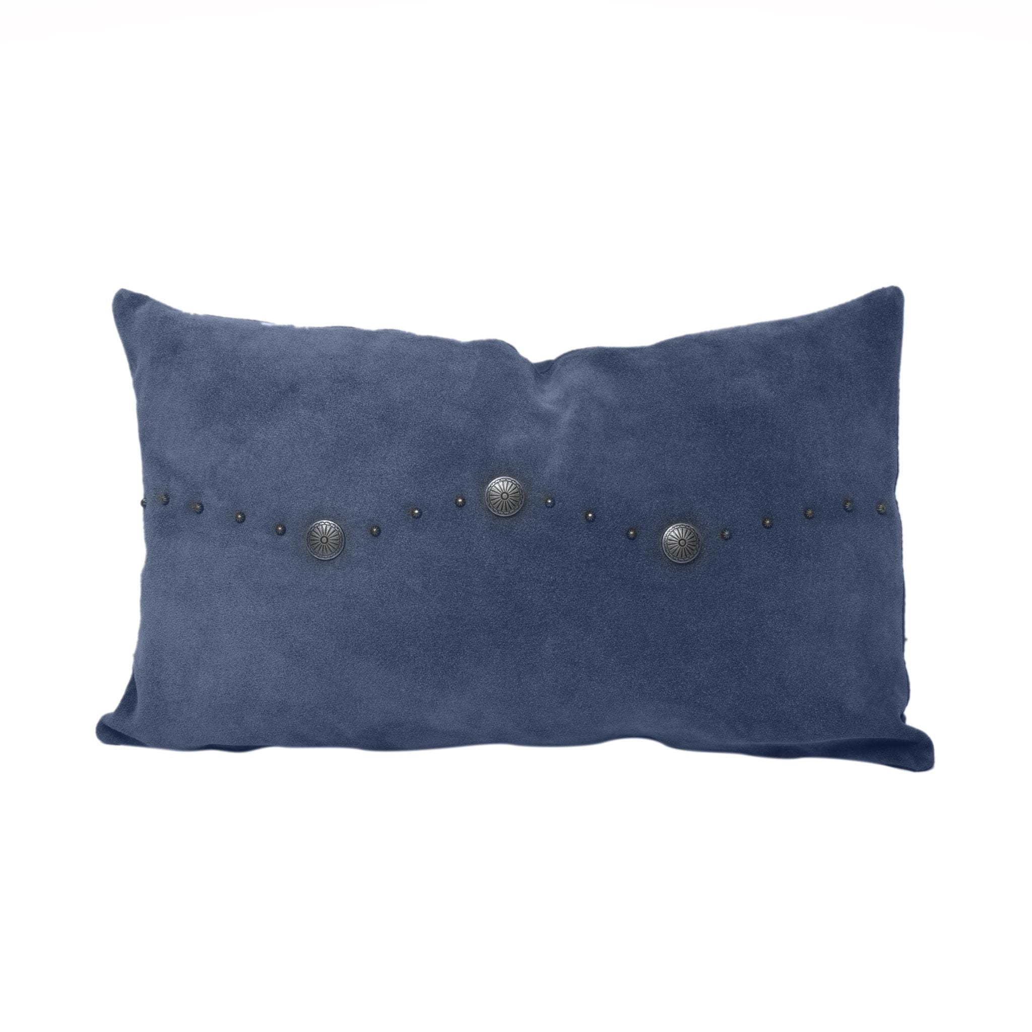 Western Suede Antique Silver Concho & Studded Lumbar Pillow