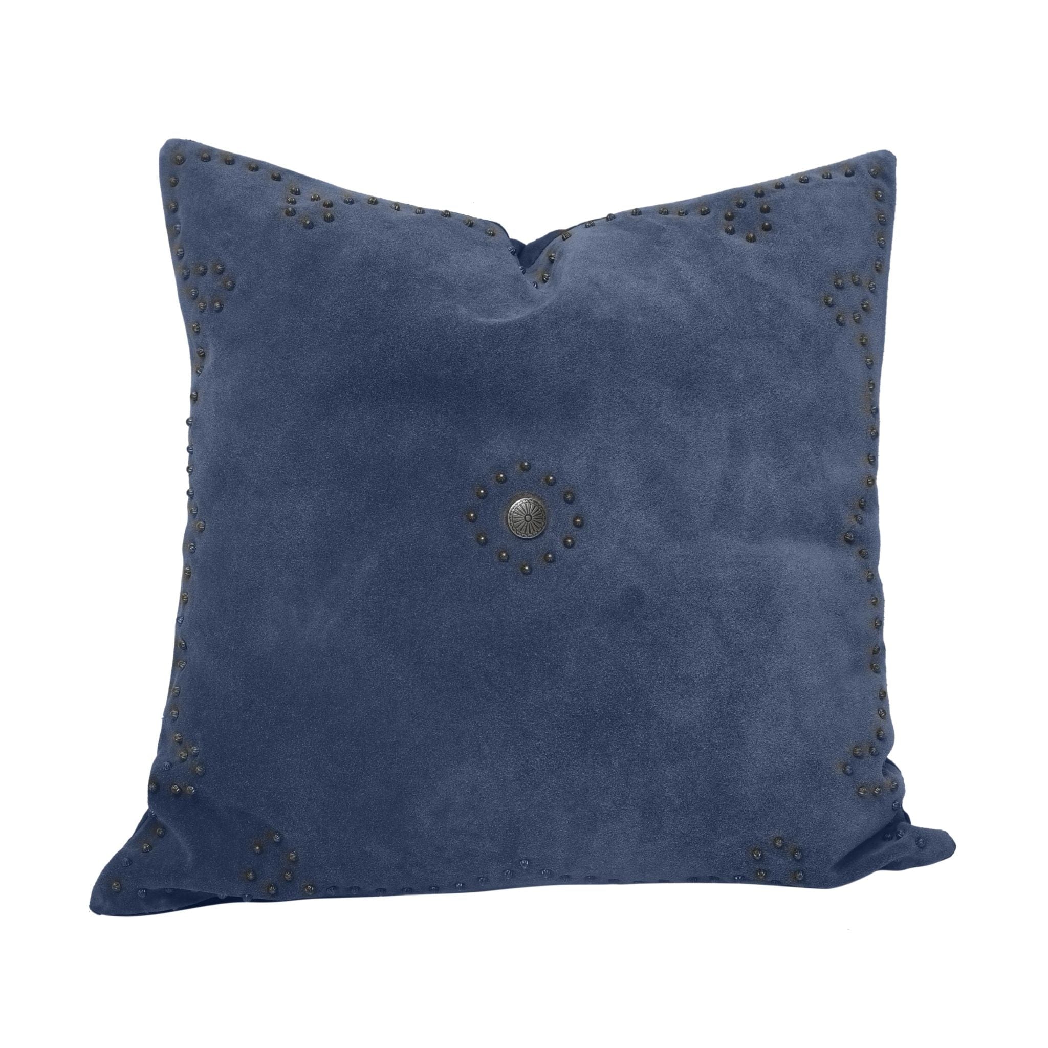 Western Suede Antique Silver Concho & Studded Pillow