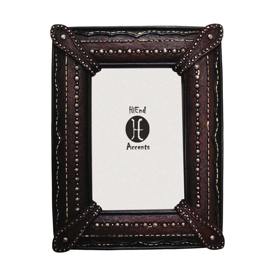 Corner Straps w/ Studding Faux Leather Picture Frame