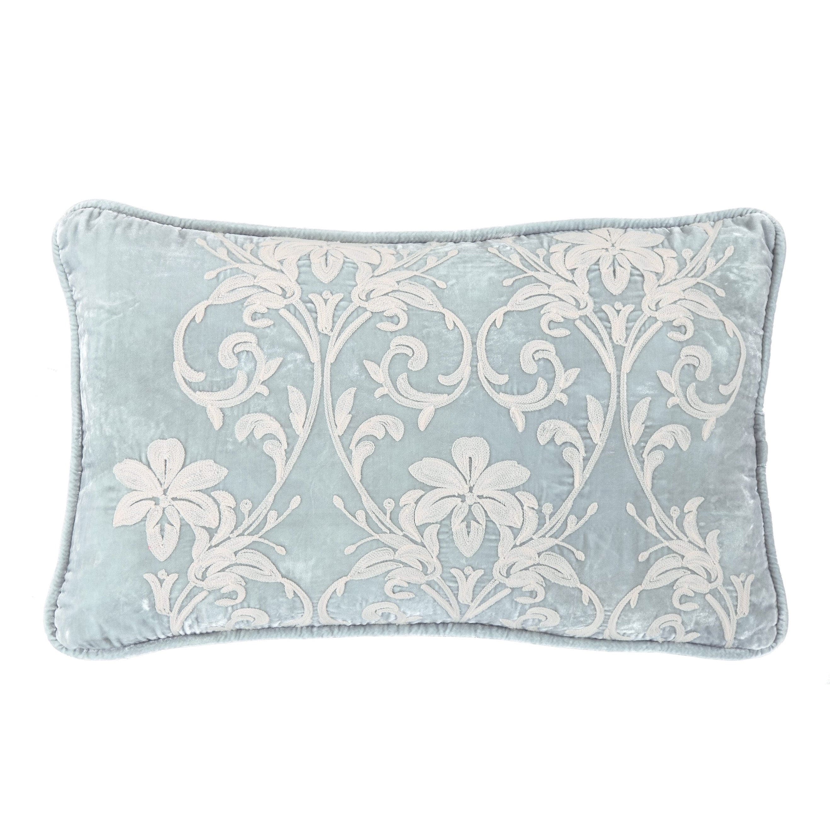 Belle Floral Embroidered Velvet Lumbar Pillow