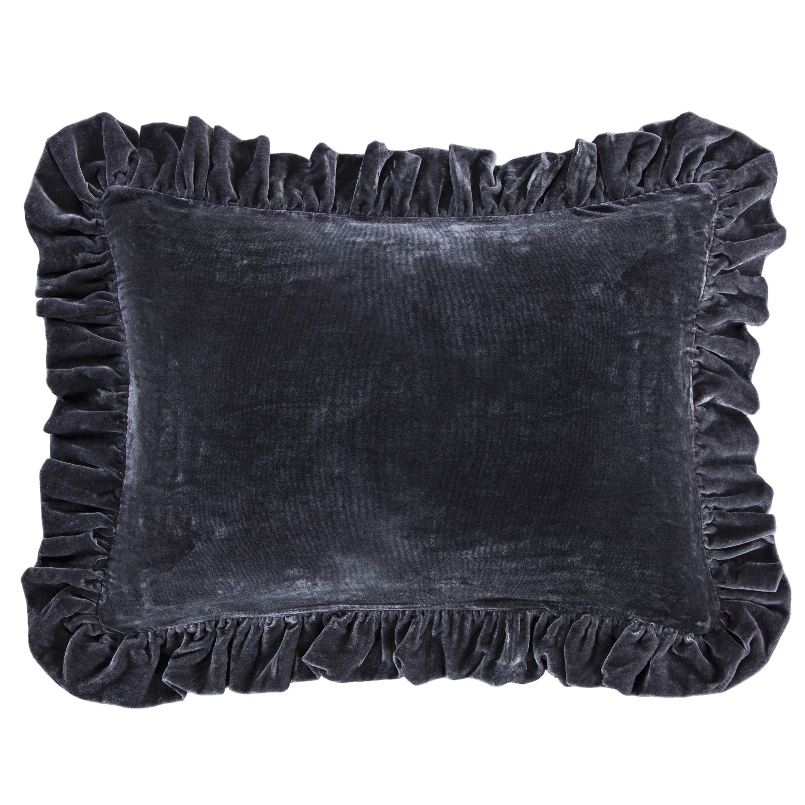 Stella Faux Silk Velvet Ruffled Dutch Euro Pillow