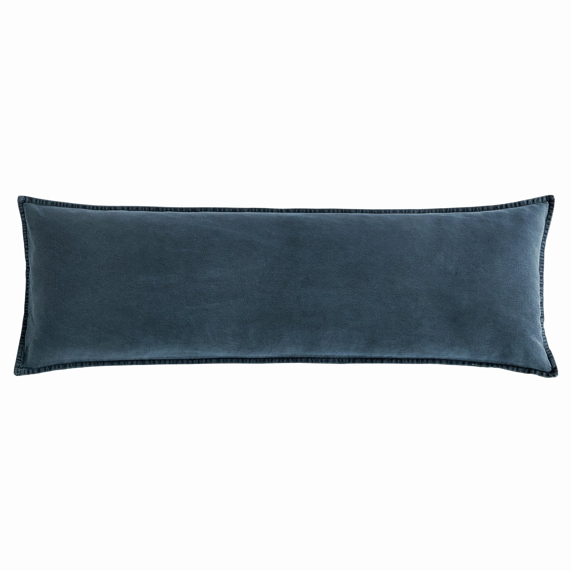 Stonewashed Cotton Canvas Long Lumbar Pillow