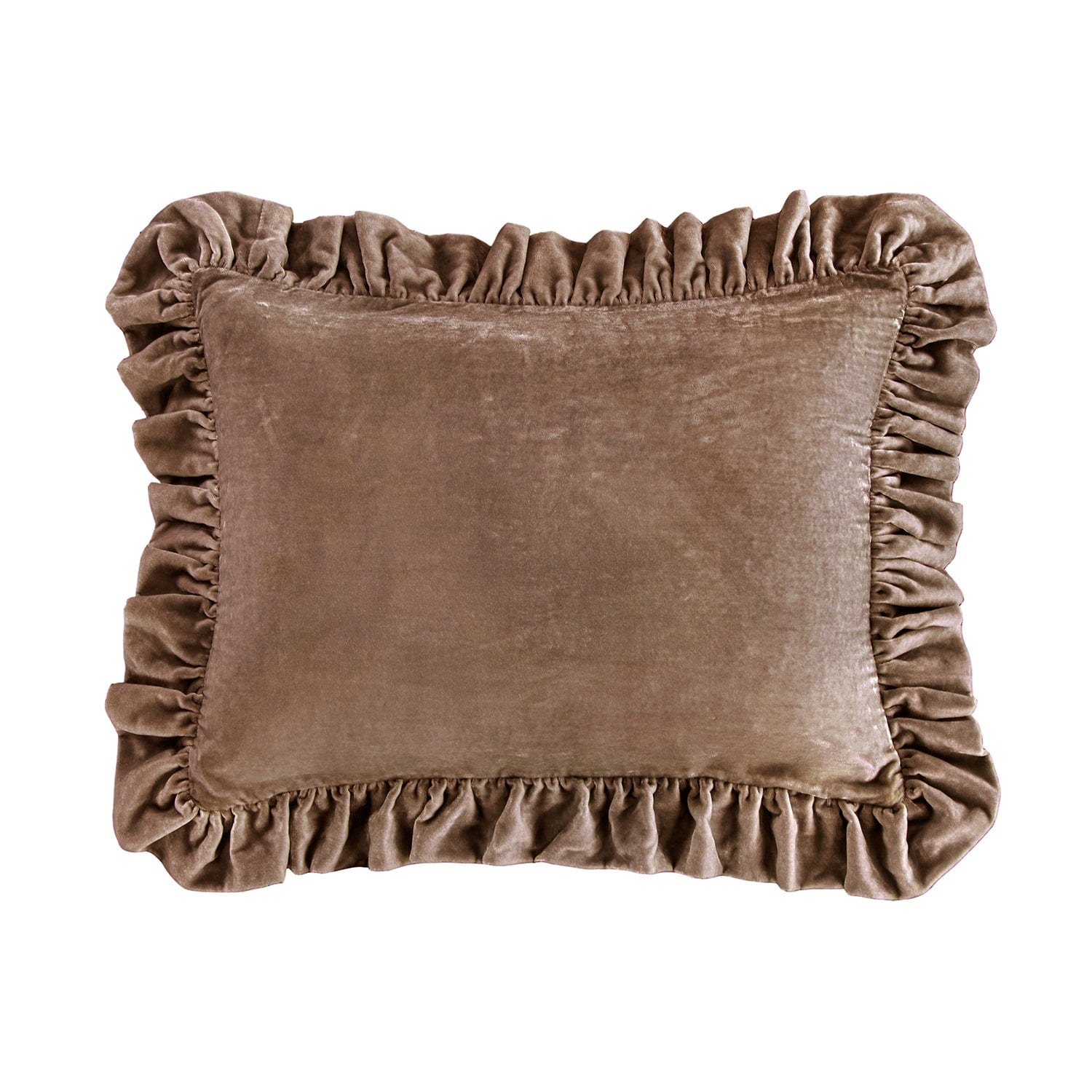 Stella Faux Silk Velvet Ruffled Dutch Euro Pillow