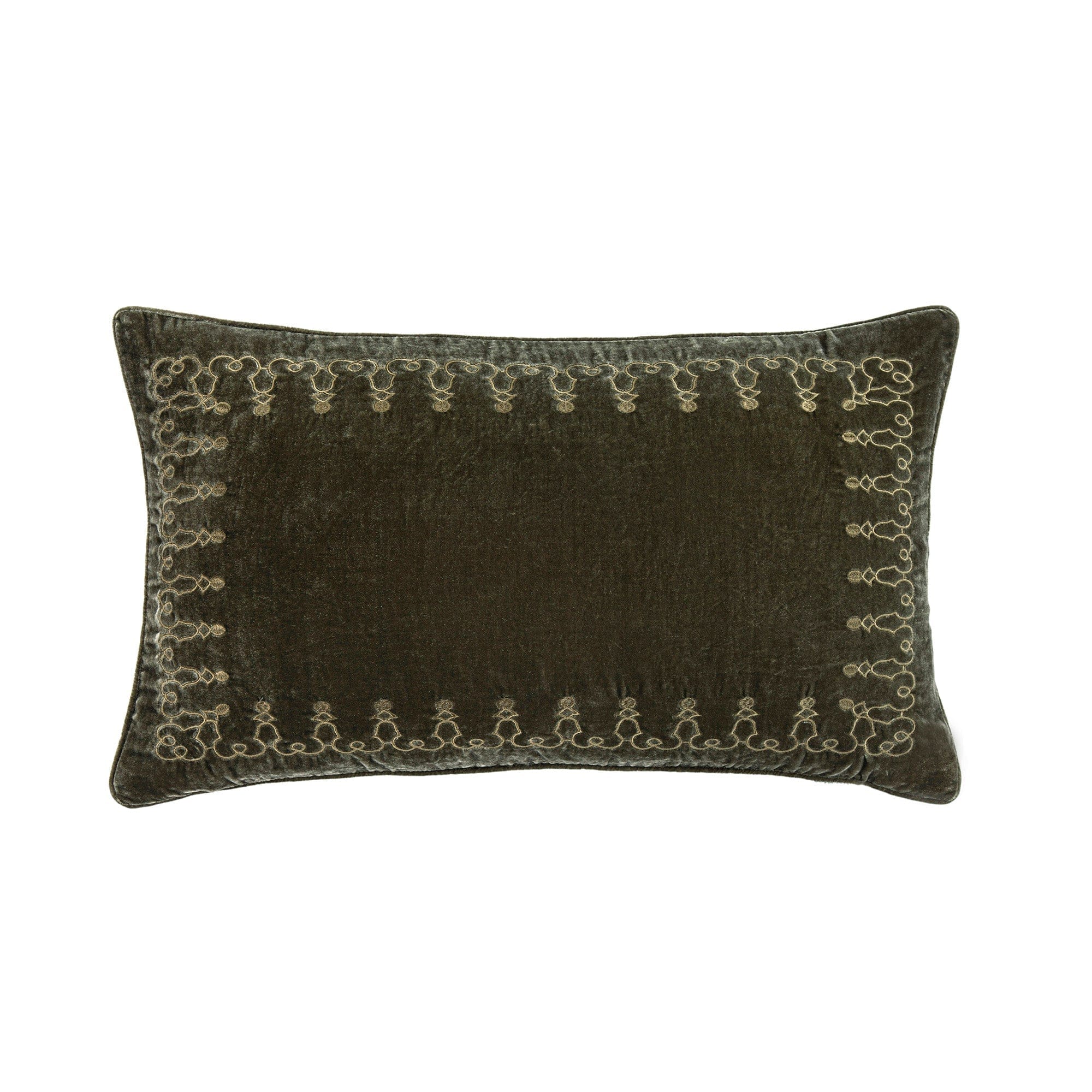 Stella Faux Silk Velvet Embroidered Lumbar Pillow