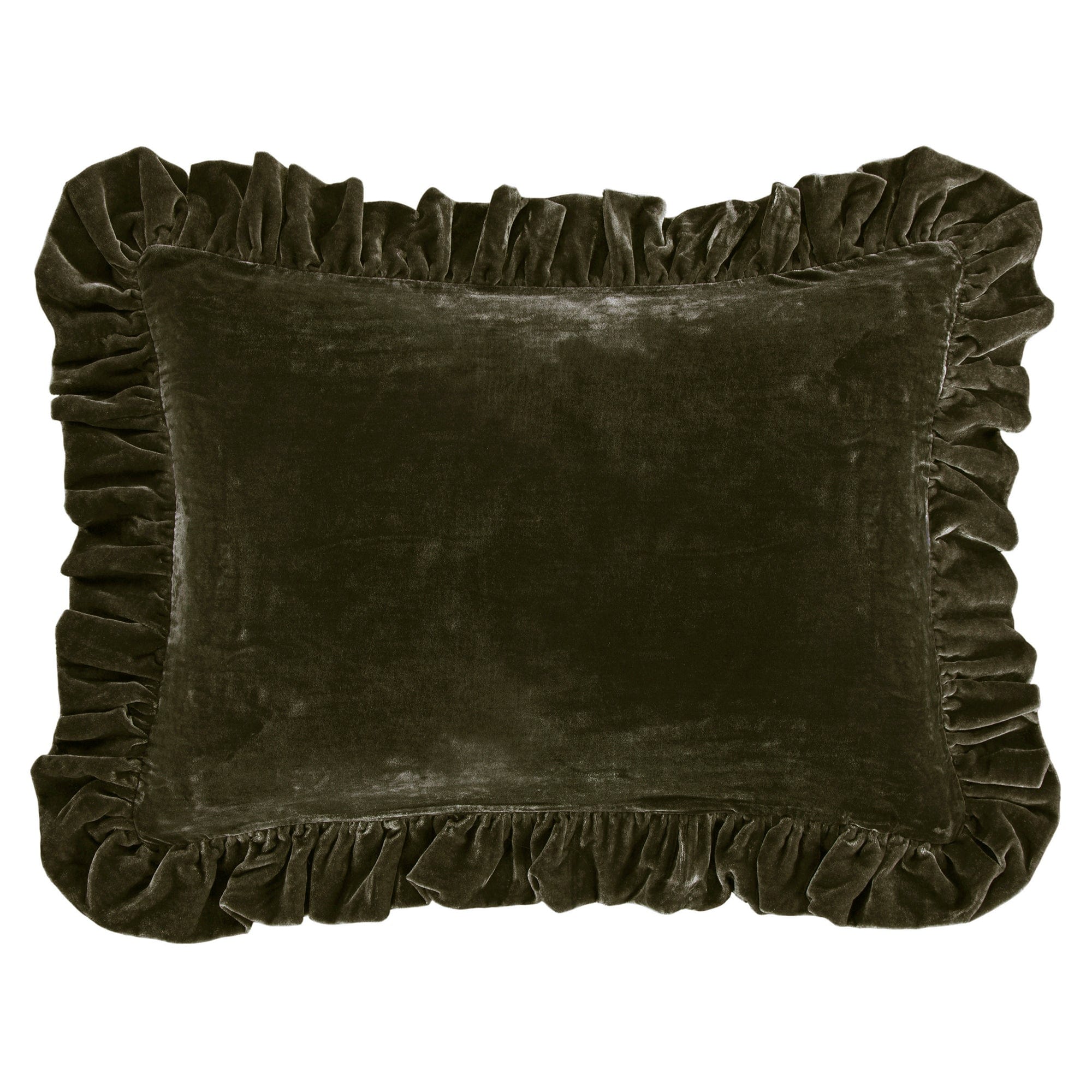 Stella Faux Silk Velvet Ruffled Dutch Euro Pillow