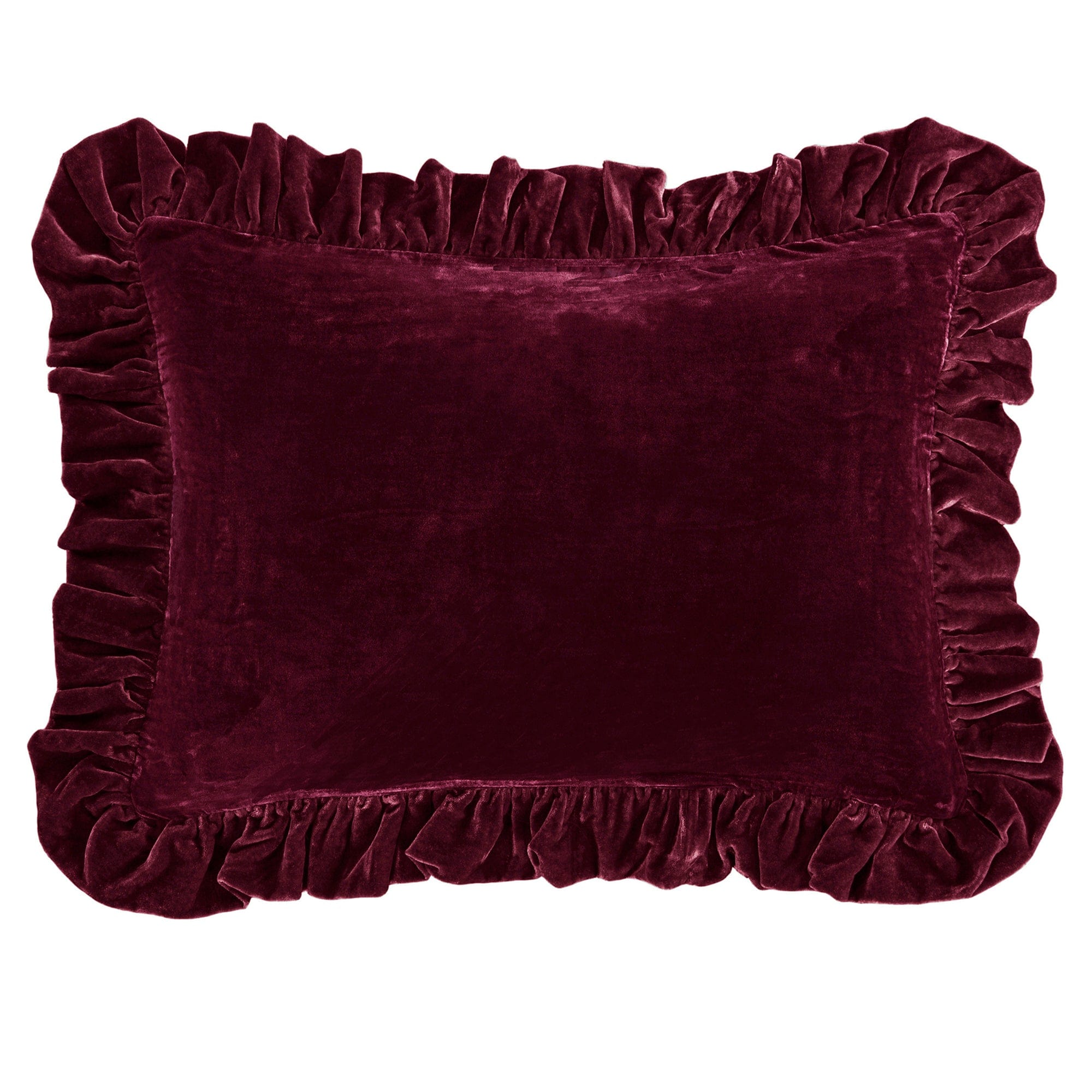 Stella Faux Silk Velvet Ruffled Dutch Euro Pillow