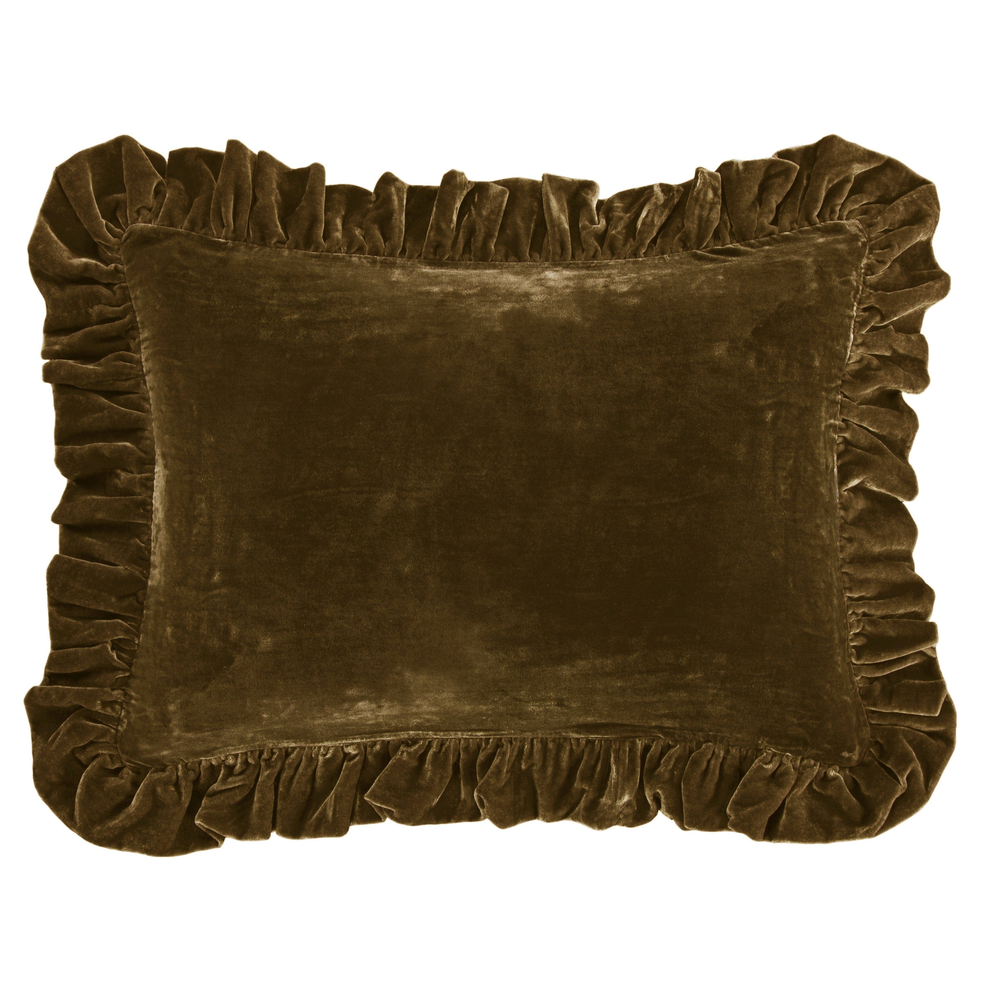 Stella Faux Silk Velvet Ruffled Dutch Euro Pillow