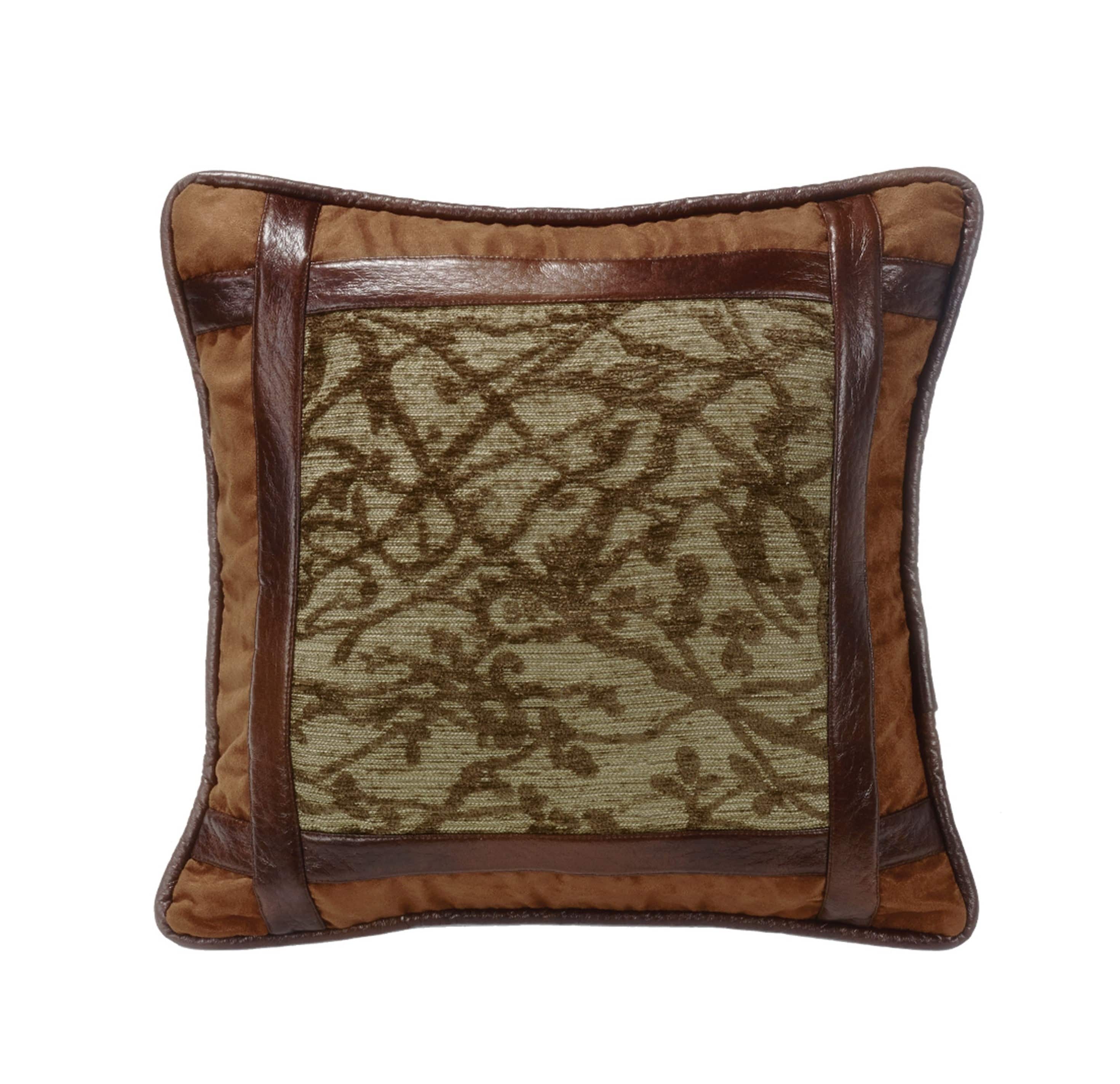 Highland Lodge Framed Tree Faux Leather Pillow