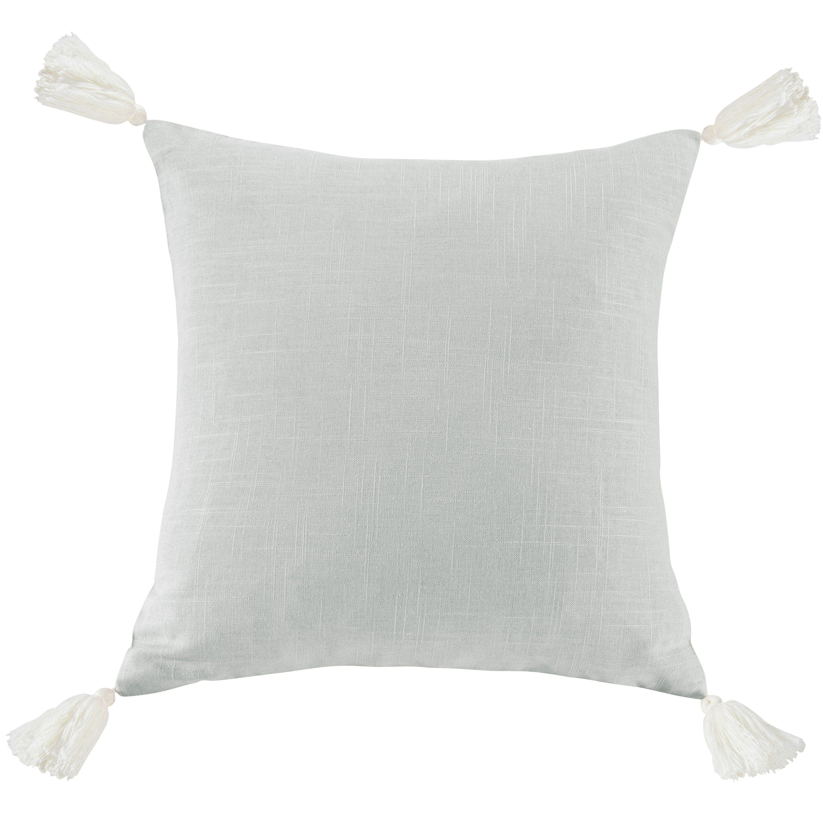 Square Washed Linen Tassel Pillow